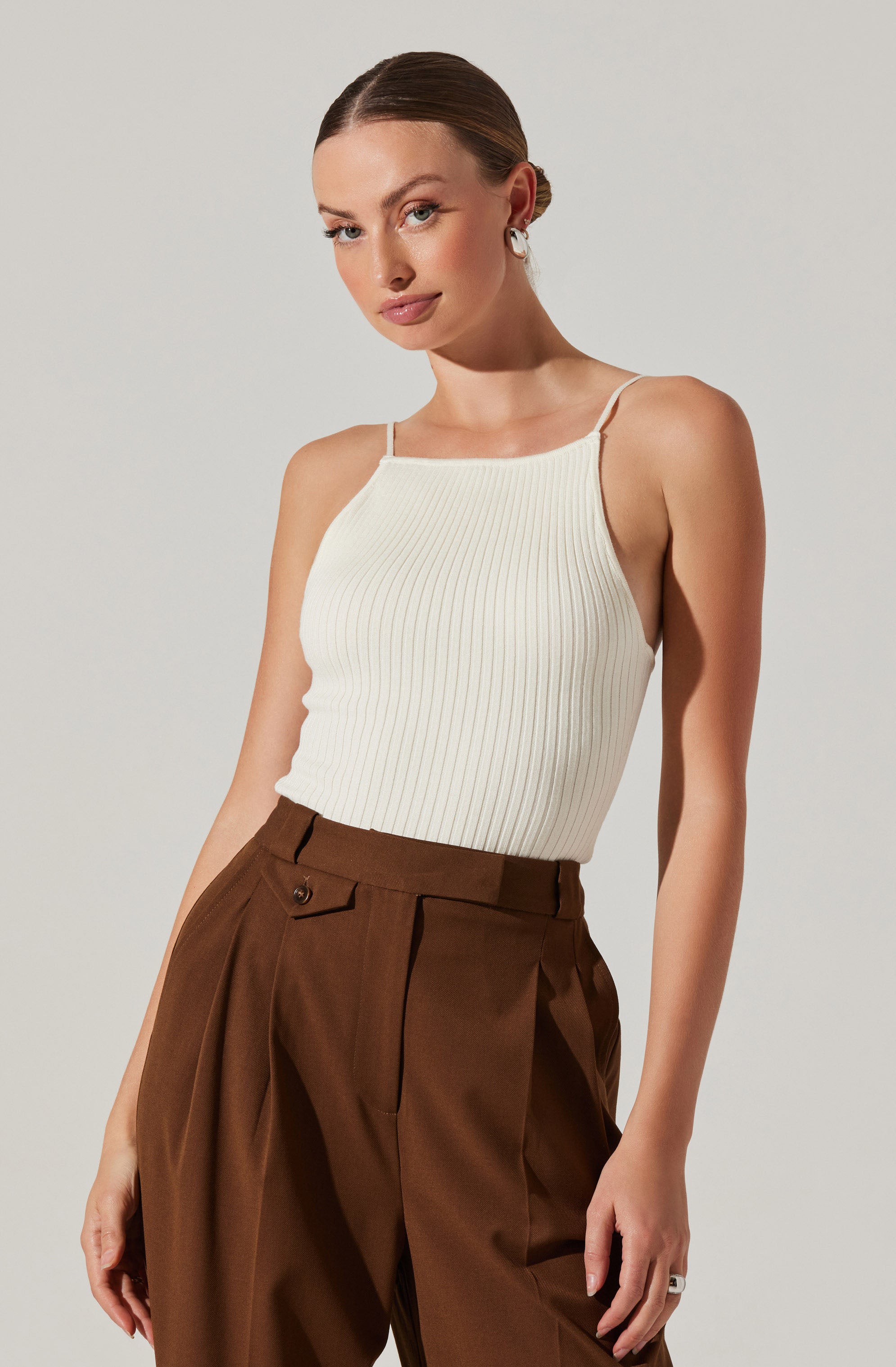 Jenini Ribbed High Neck Sweater-Aljck