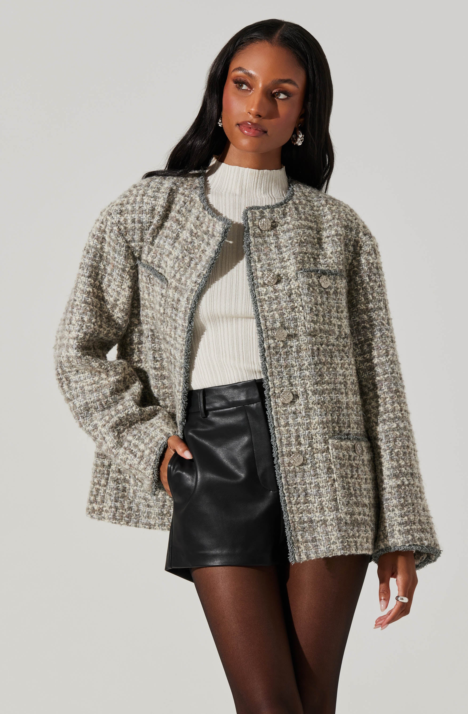Perona Tweed Oversized Coat-Aljck