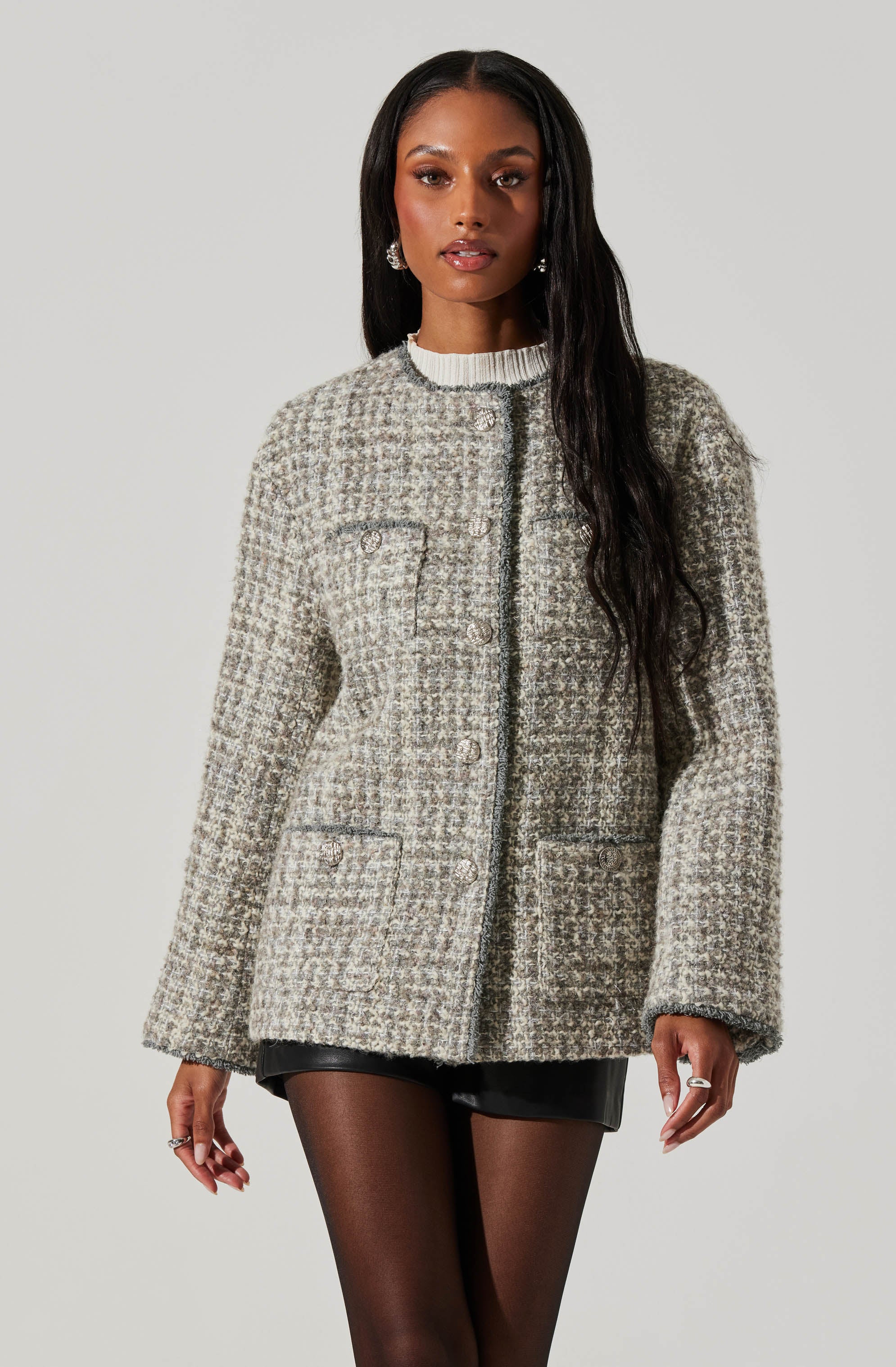Perona Tweed Oversized Coat-Aljck
