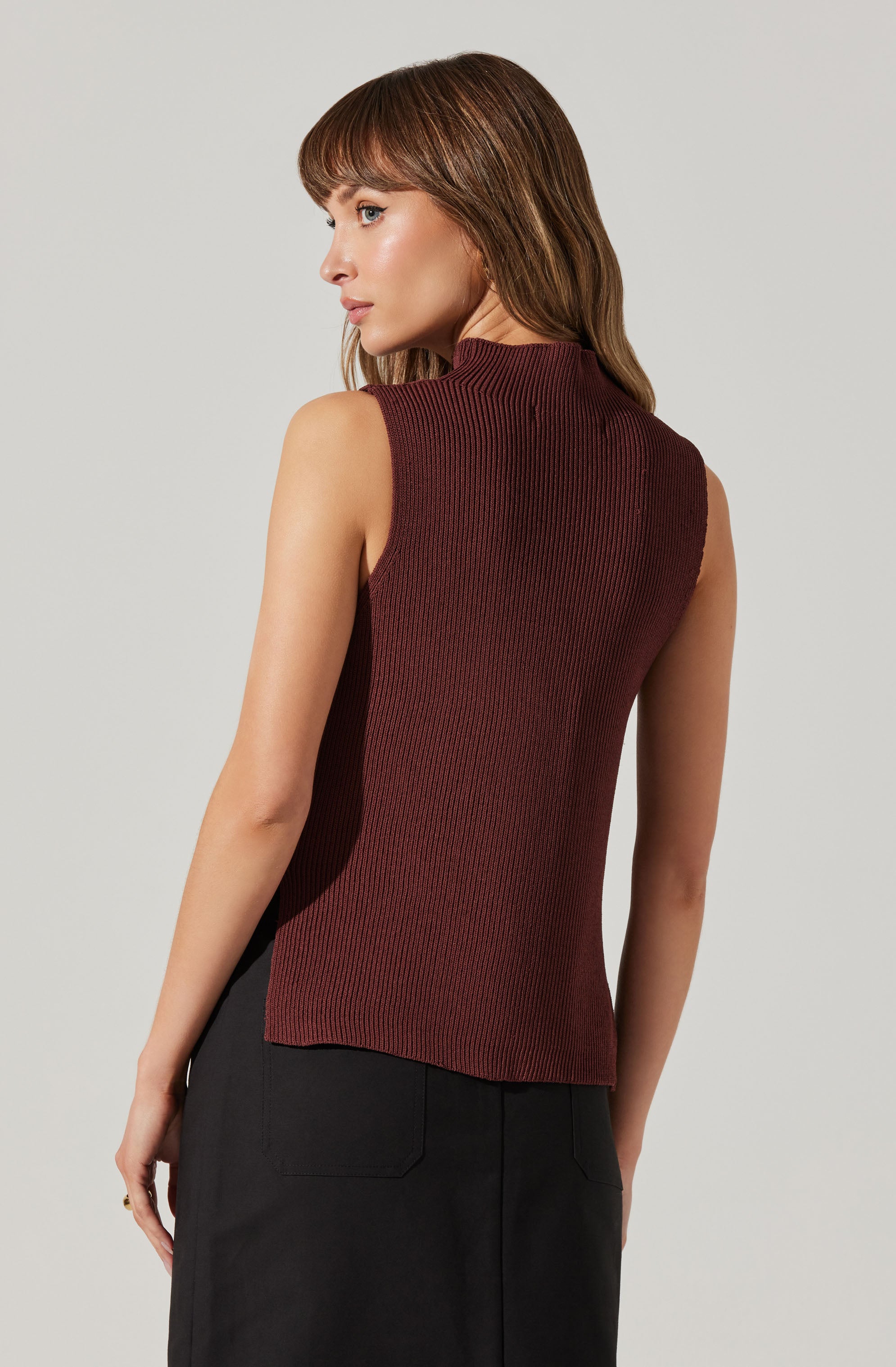 Zea Mock Neck Sleeveless Sweater-Aljck