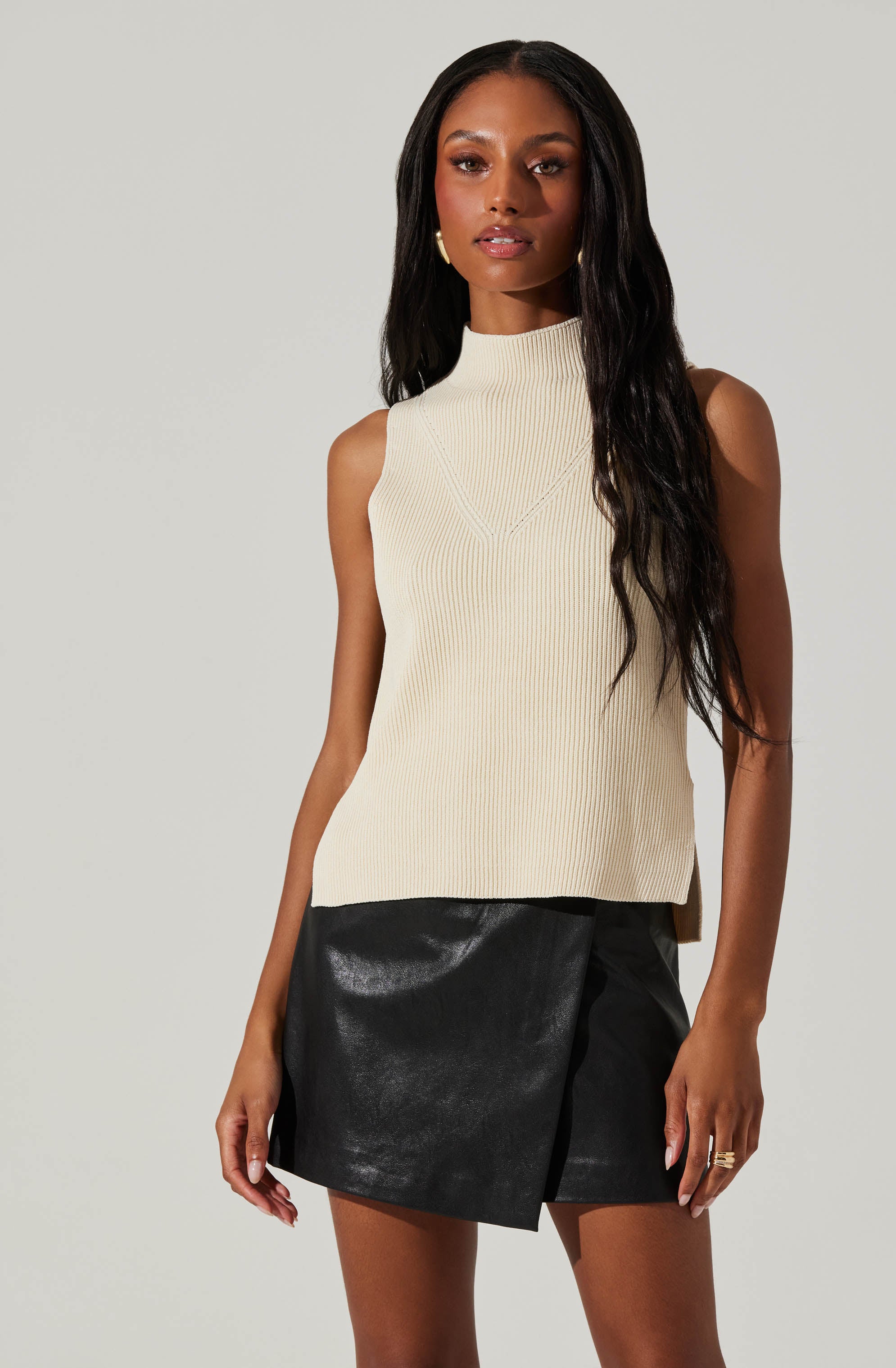 Zea Mock Neck Sleeveless Sweater-Aljck