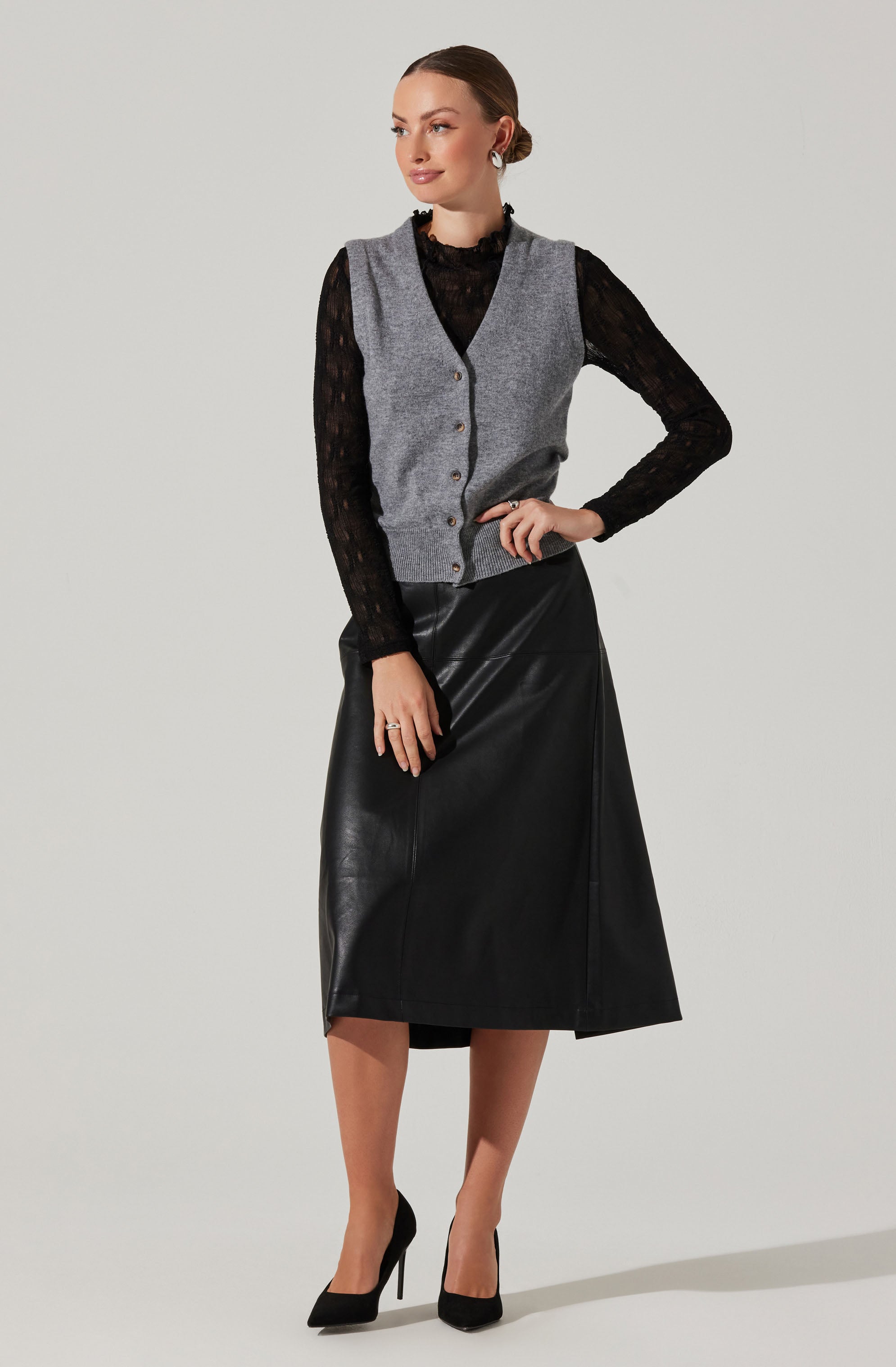 Colleen Mock Neck Lace Top-Aljck