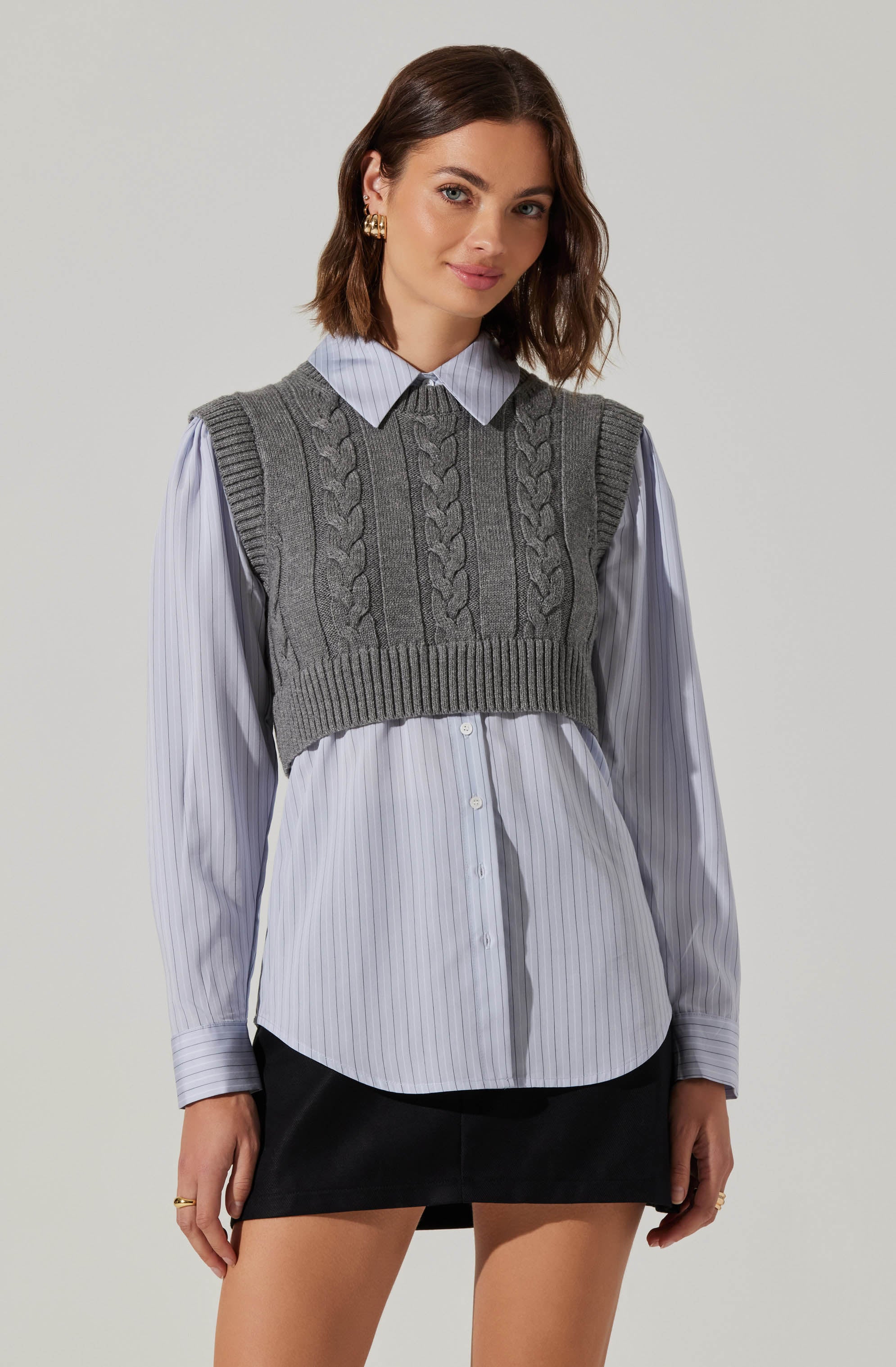 Flannery Layered Cable Combo Shirt-Aljck
