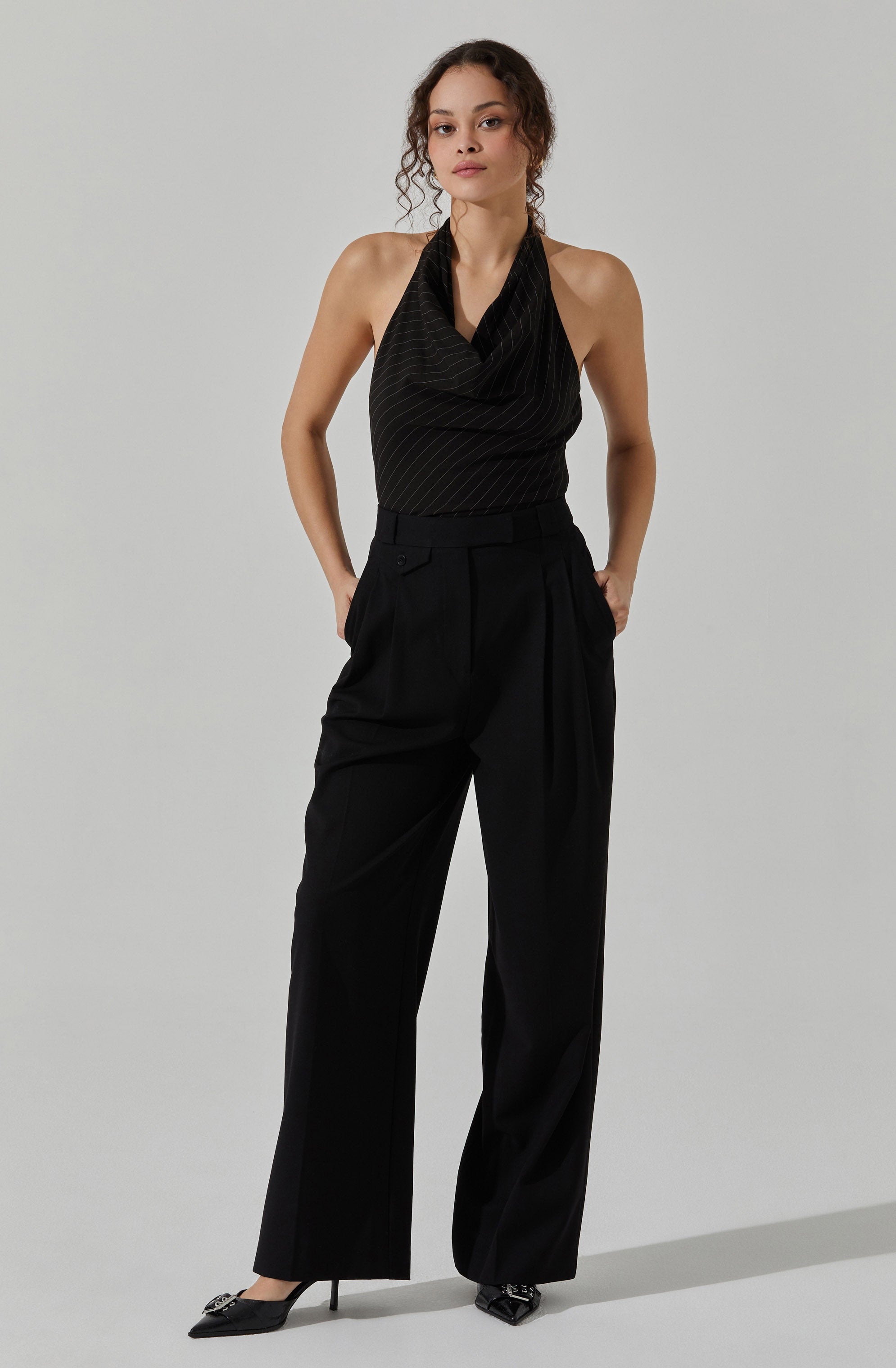 Elsha Cowl Neck Halter Top-Aljck