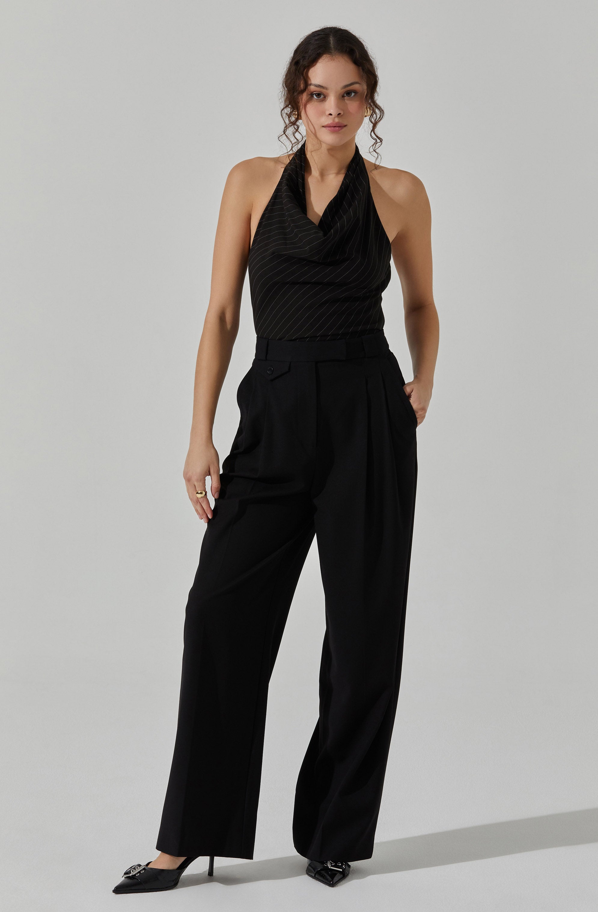 Elsha Cowl Neck Halter Top-Aljck