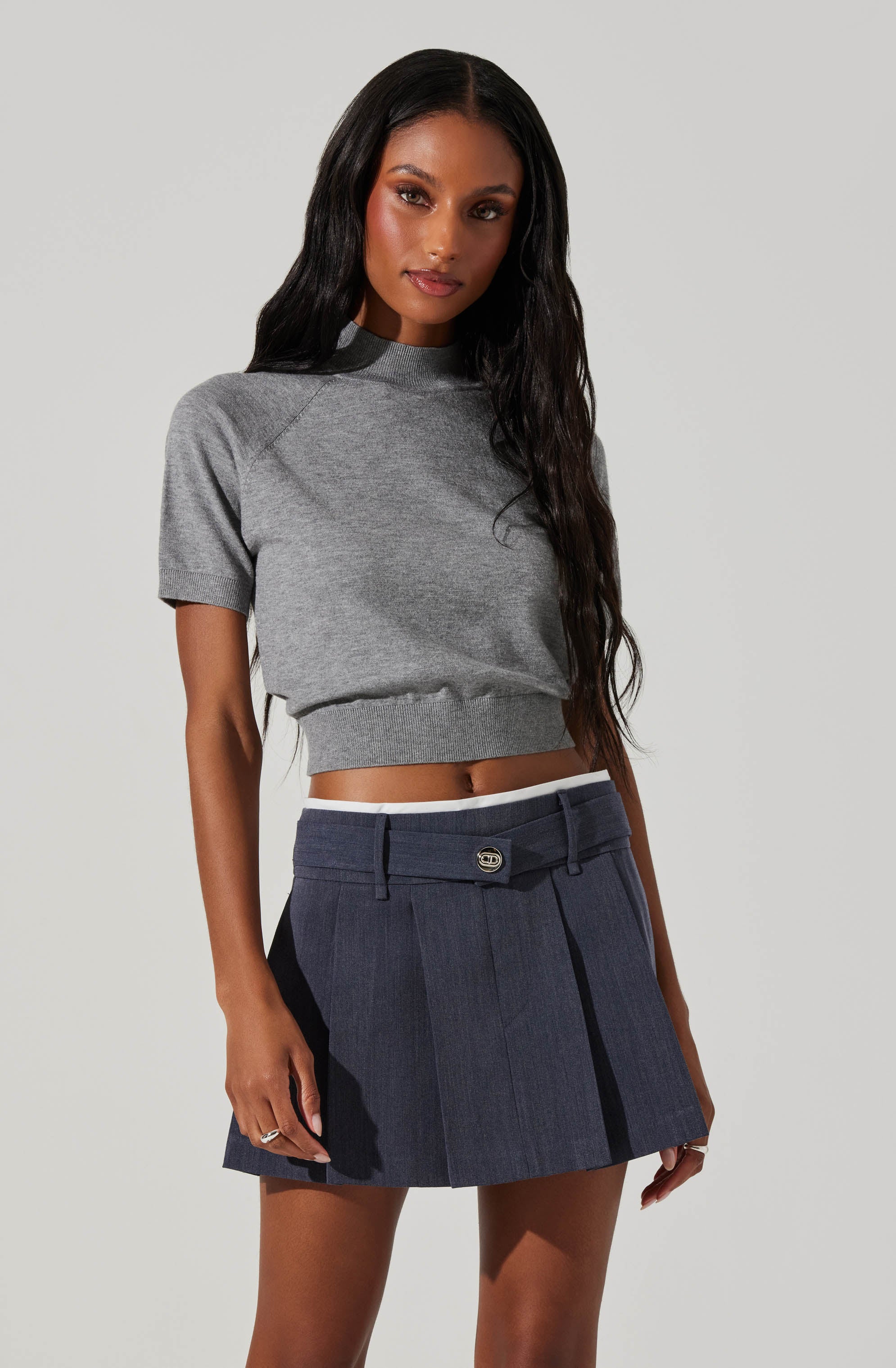 Larine Cropped Mock Neck Sweater-Aljck