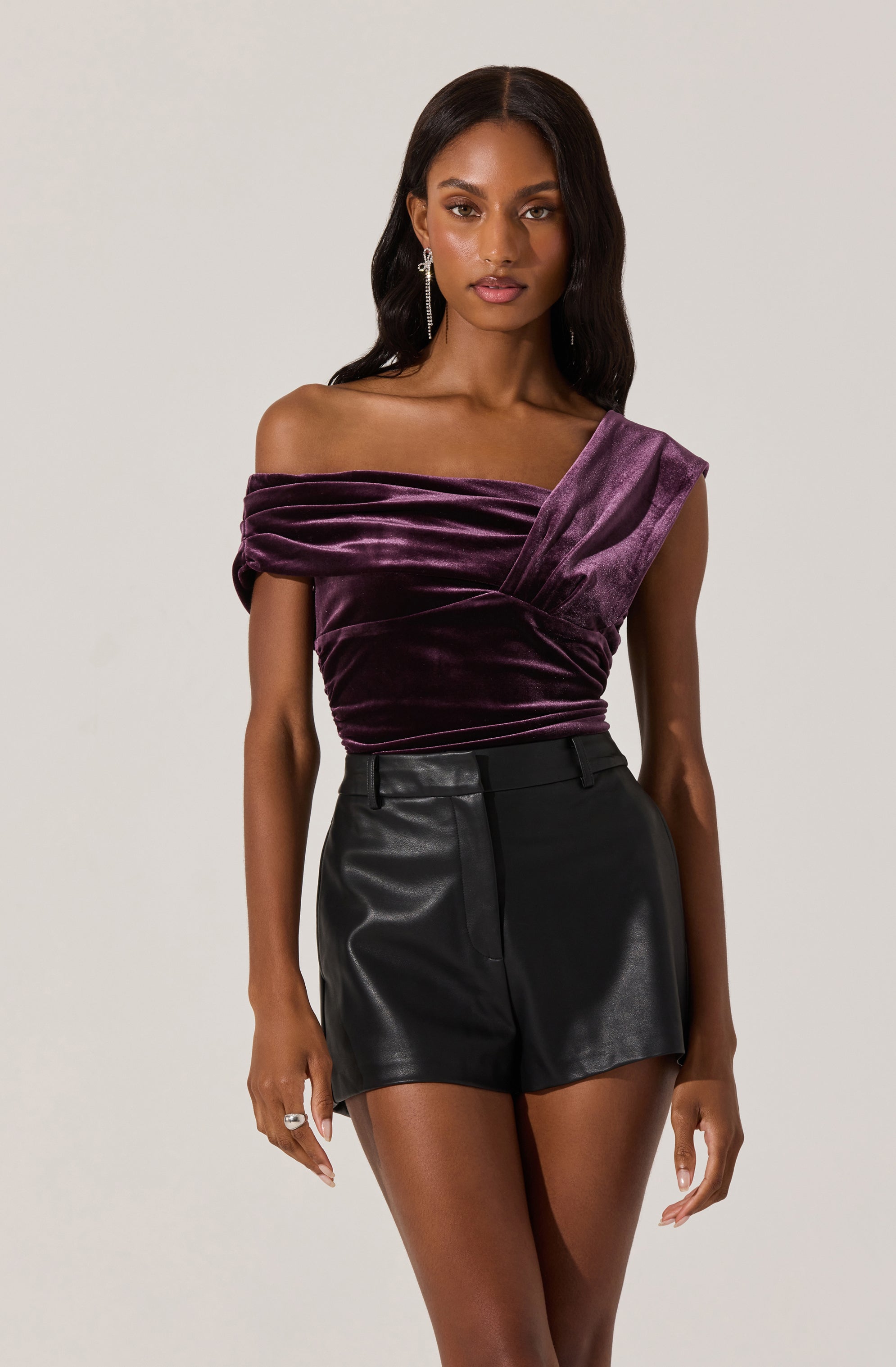 Nera Velvet Off Shoulder Bodysuit-Aljck