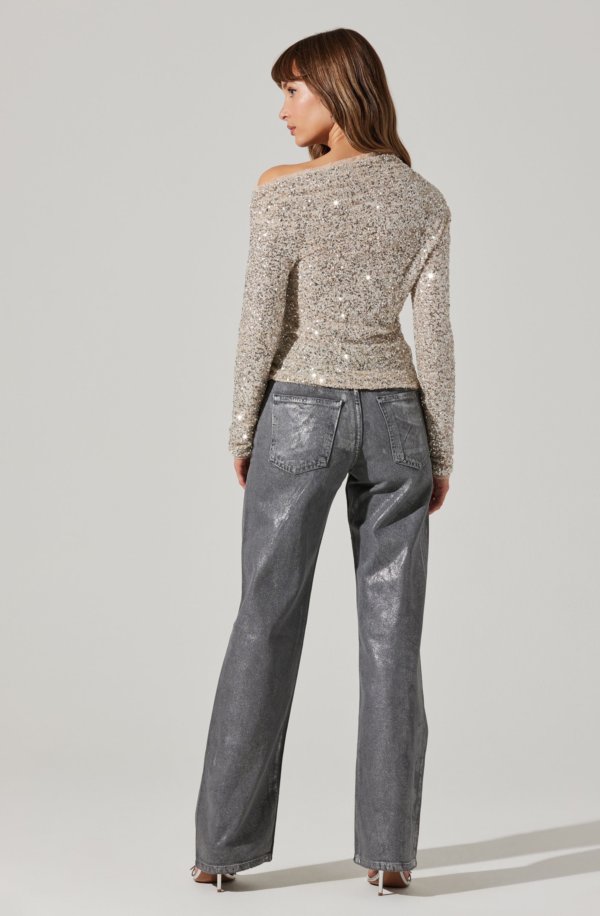 Icyln Sequin Off Shoulder Top-Aljck