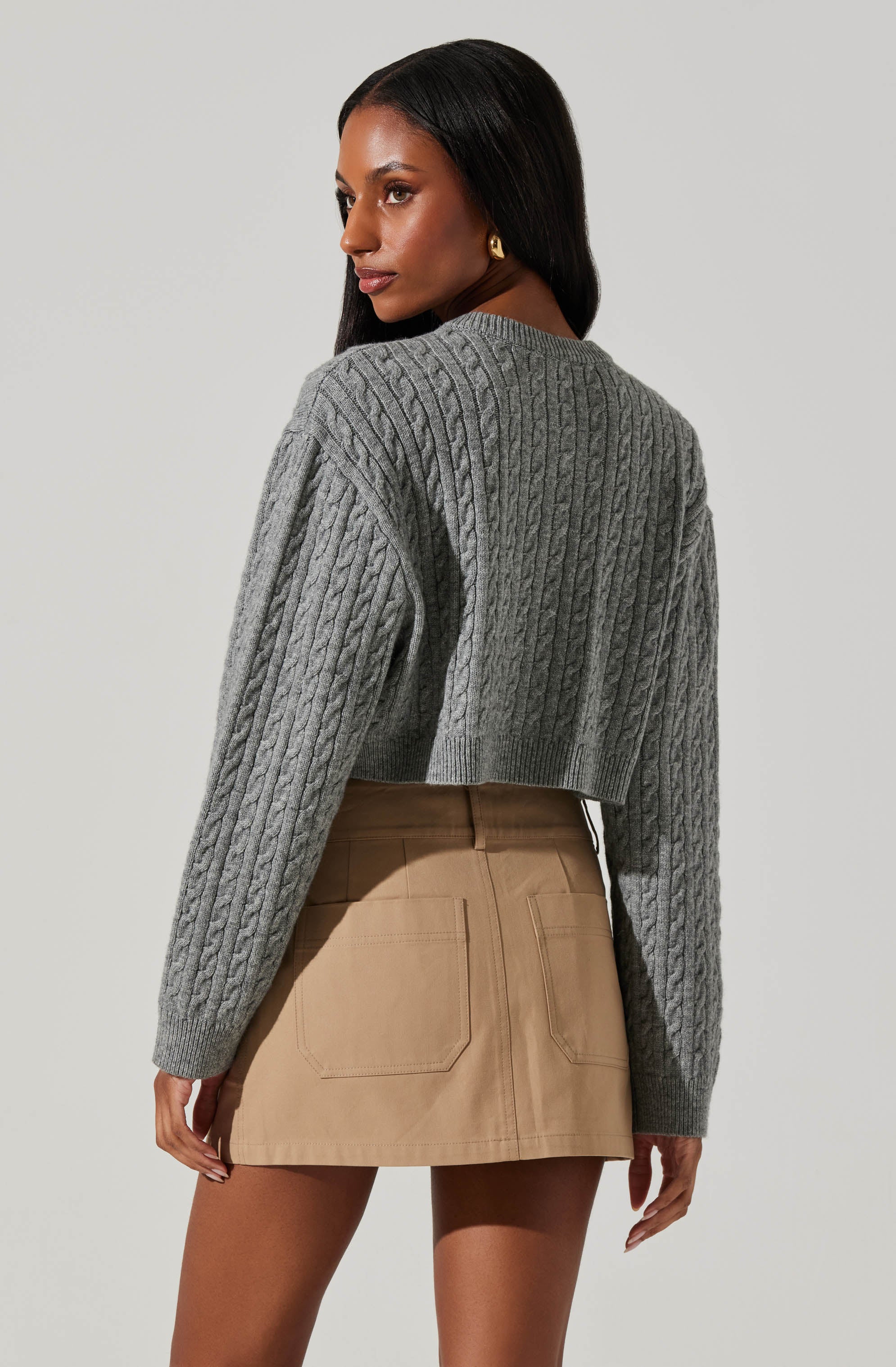 Sebille Cropped Cable Cardigan-Aljck