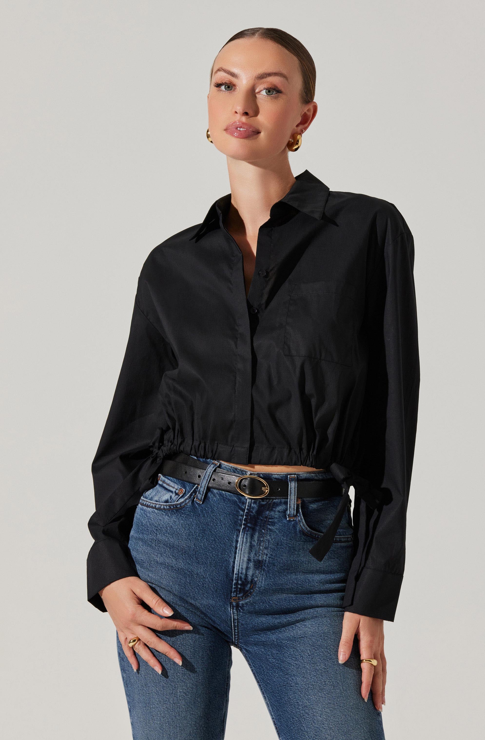 Cyril Cinch Waist Button-Up Top-Aljck