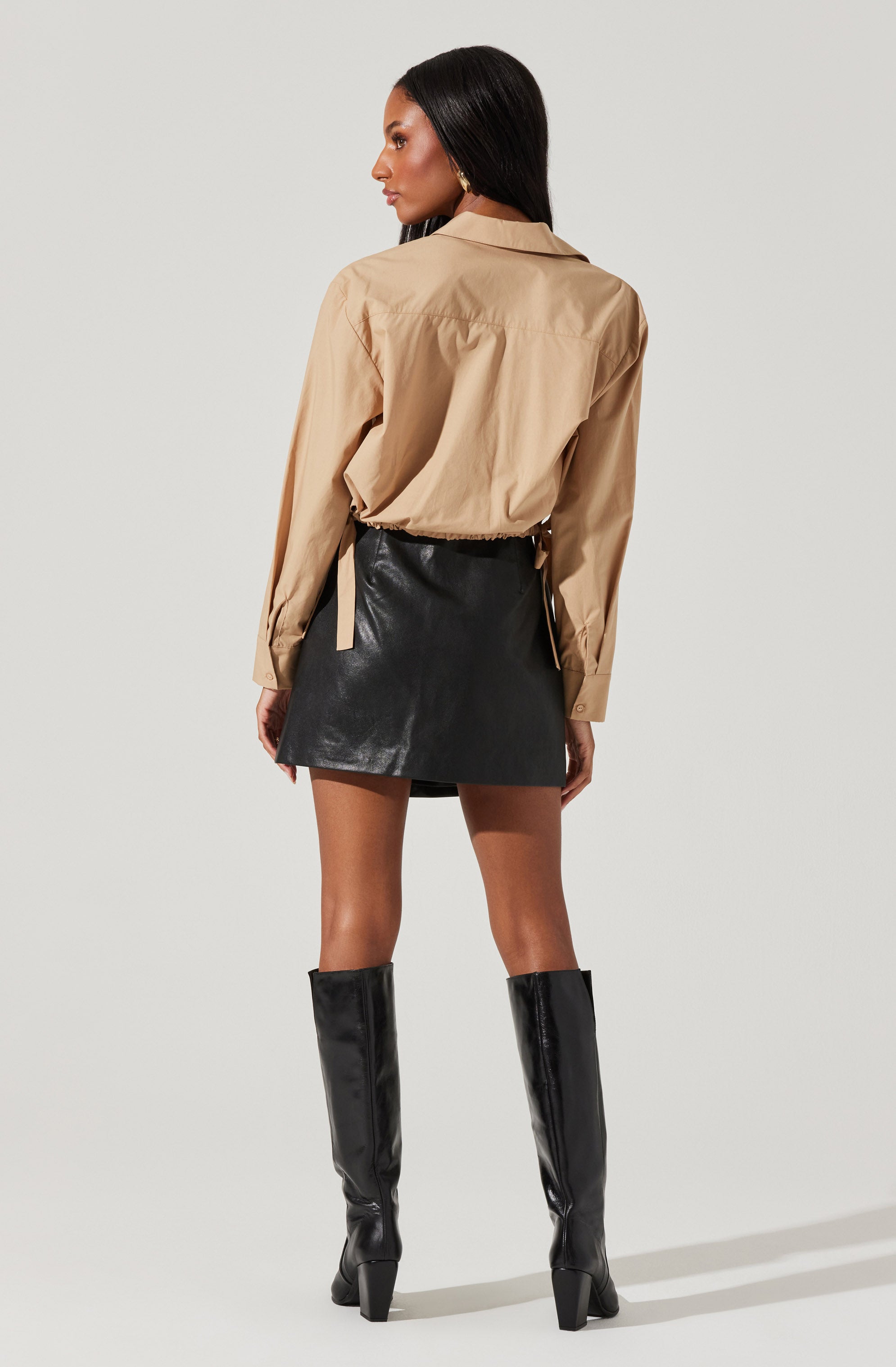 Cyril Cinch Waist Button-Up Top-Aljck