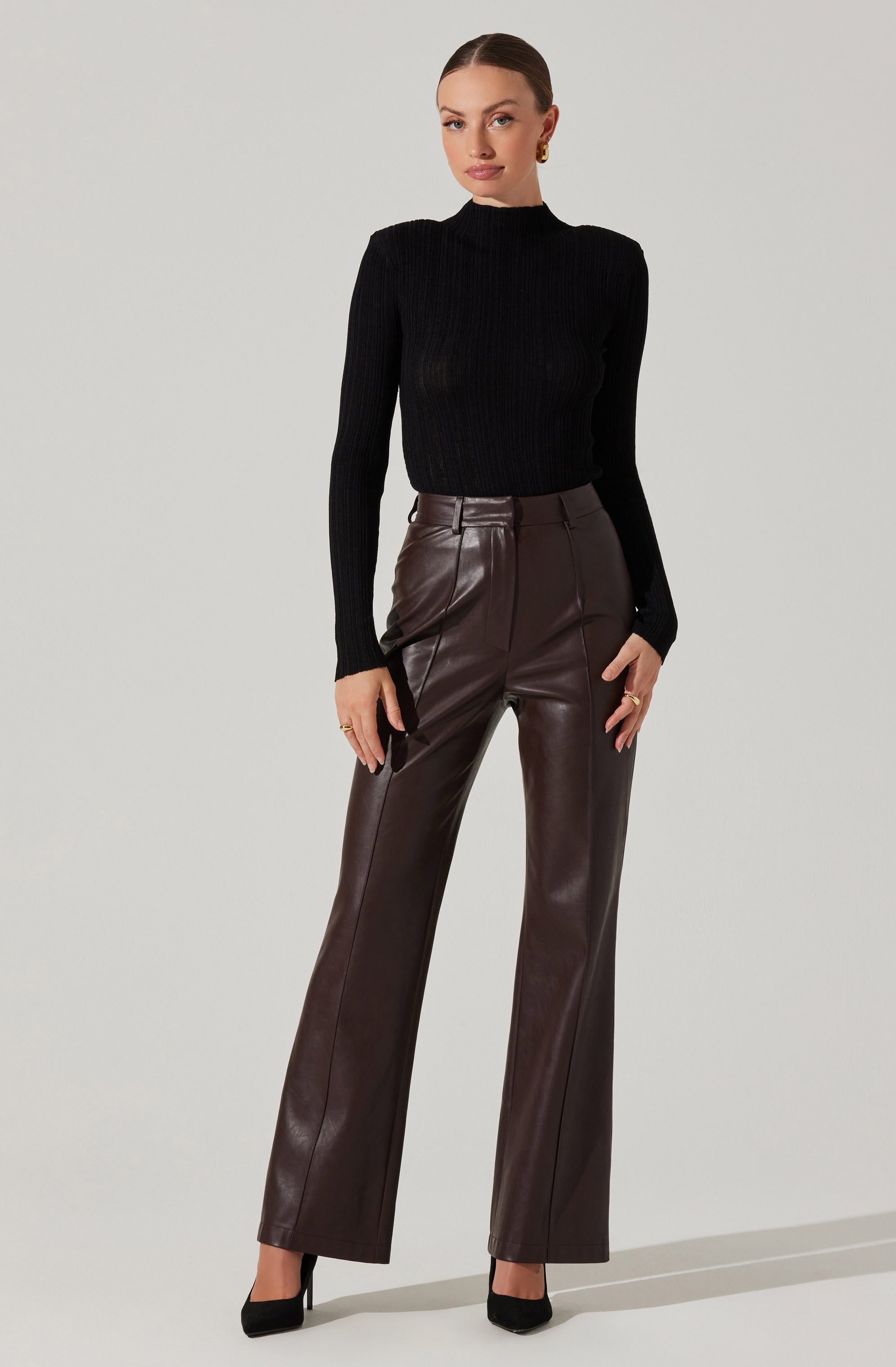 Vance Faux Leather Pants-Aljck