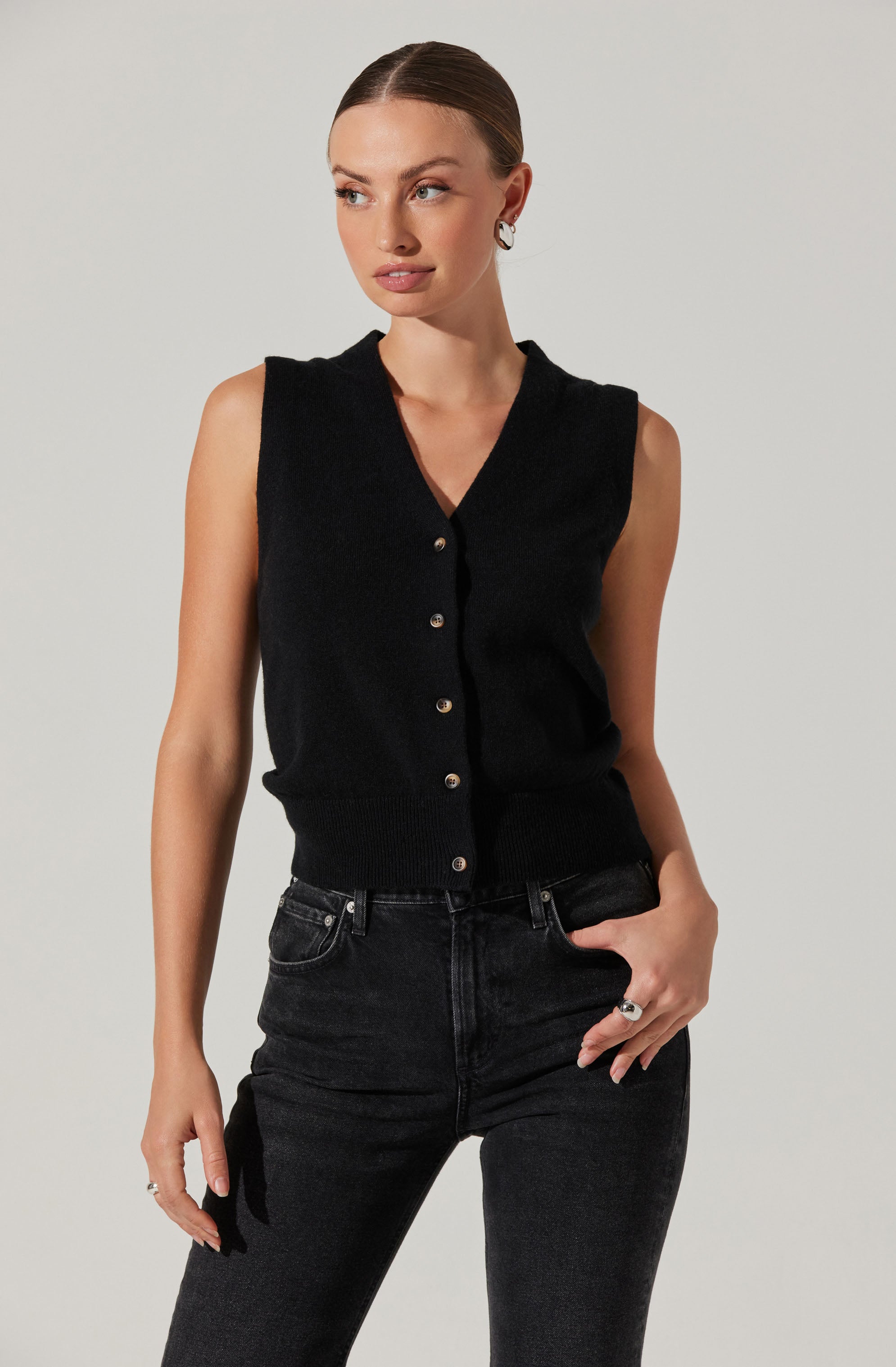 Eira Button-Up Sweater Vest-Aljck