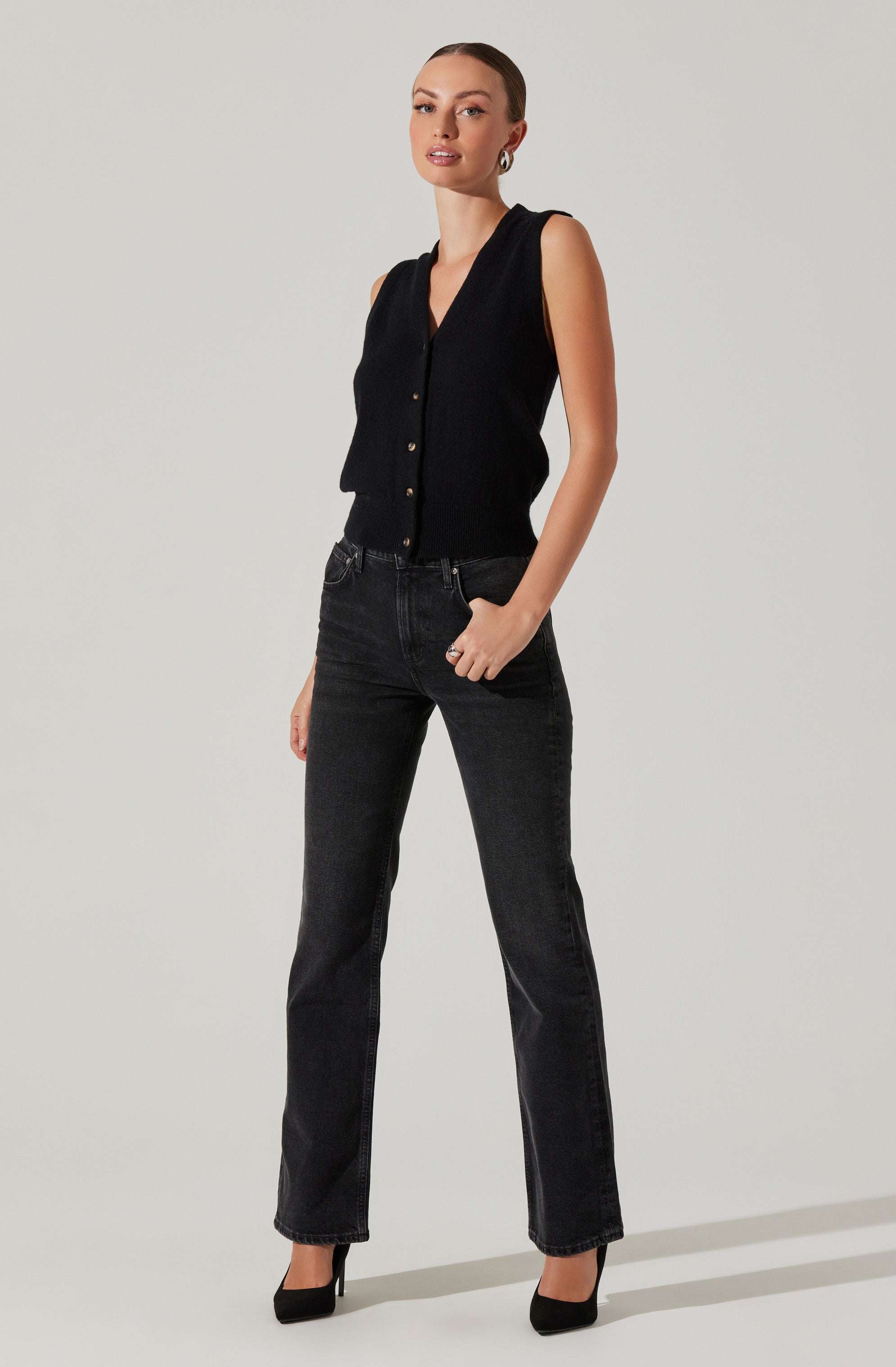 Eira Button-Up Sweater Vest-Aljck