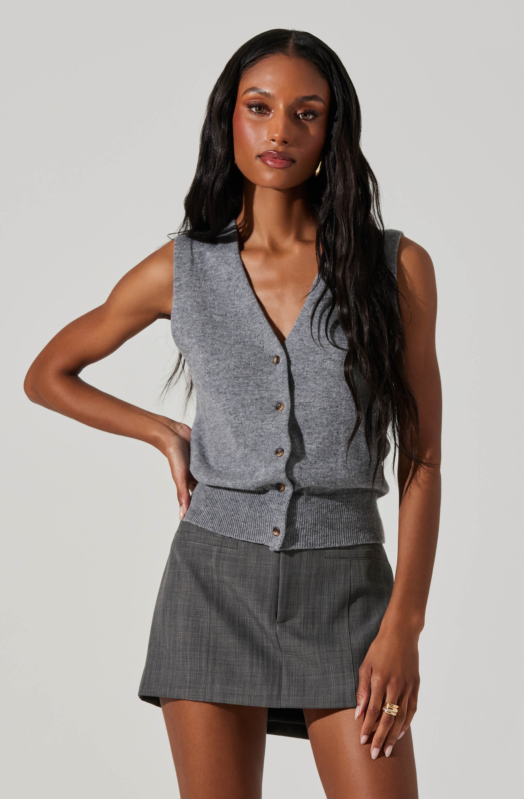 Eira Button-Up Sweater Vest-Aljck