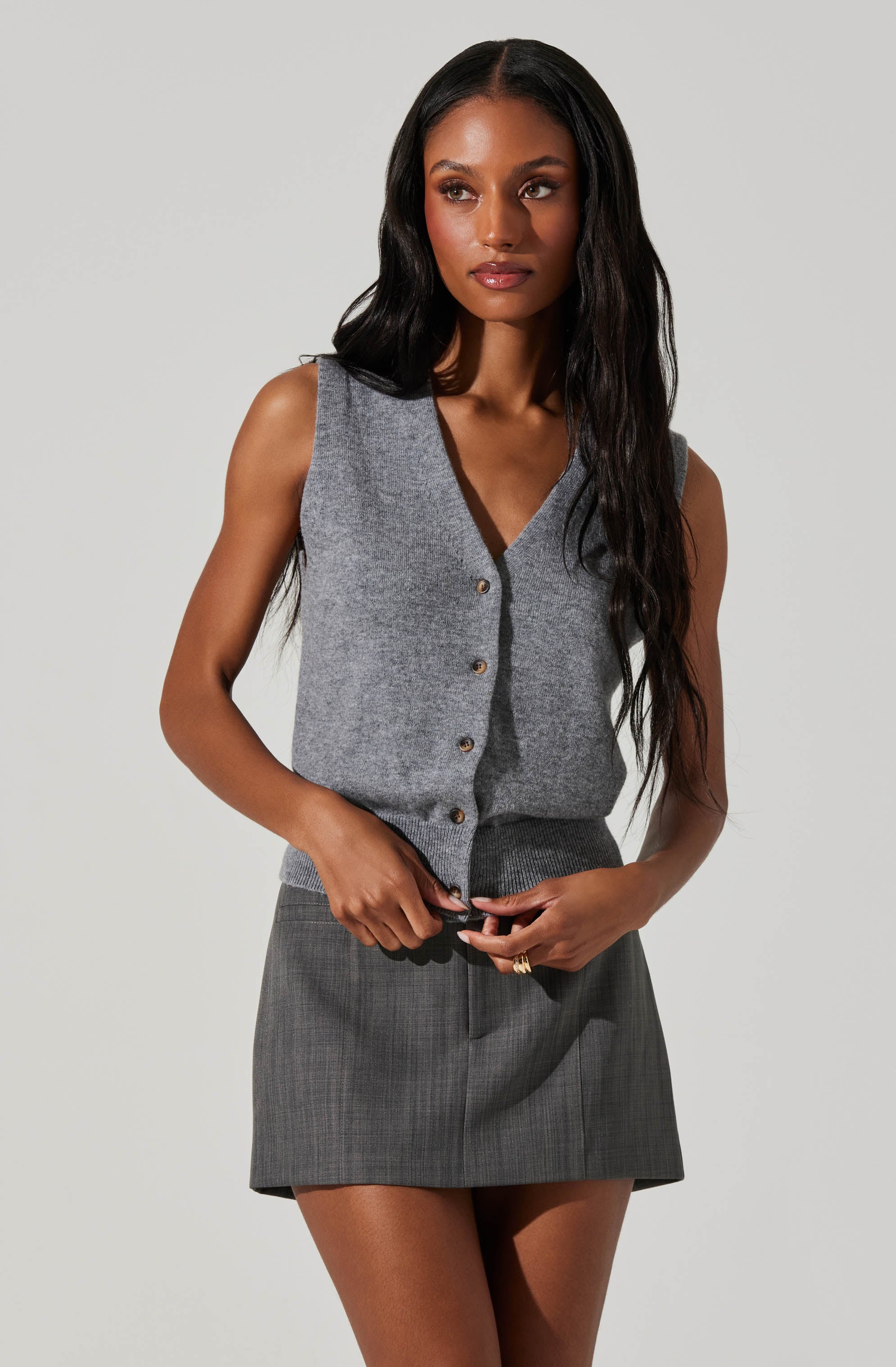 Eira Button-Up Sweater Vest-Aljck