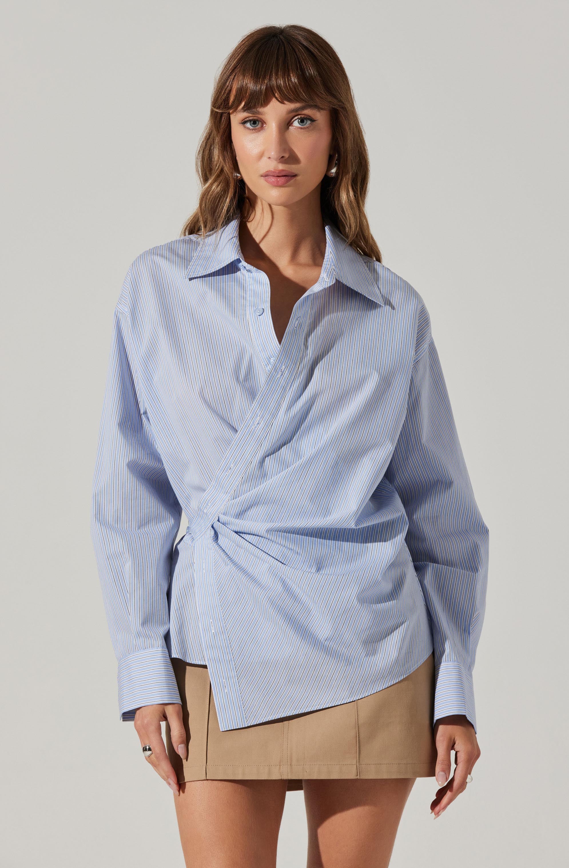 Flykra Asymmetrical Wrap Shirt-Aljck