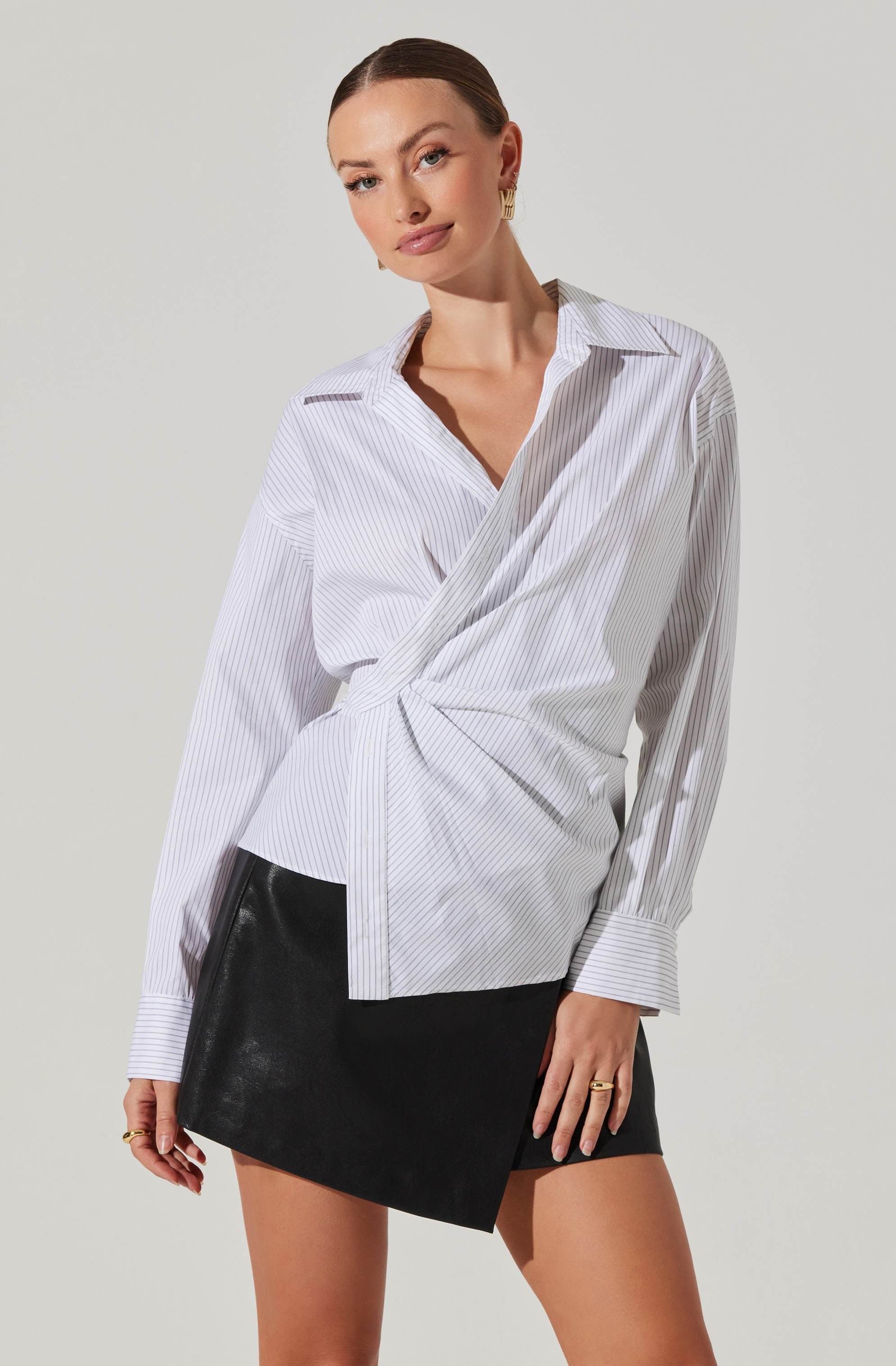 Flykra Asymmetrical Wrap Shirt-Aljck