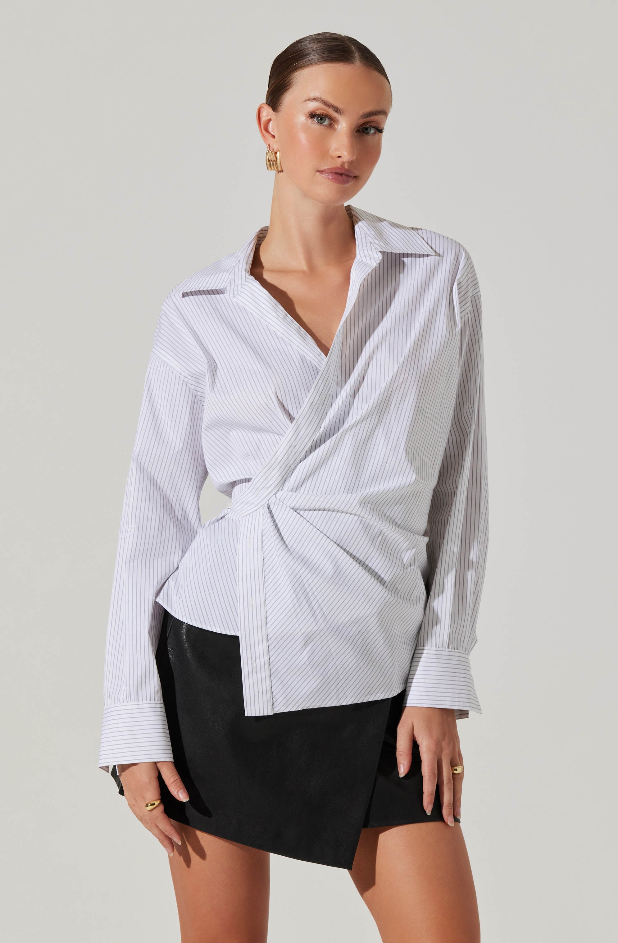 Flykra Asymmetrical Wrap Shirt-Aljck