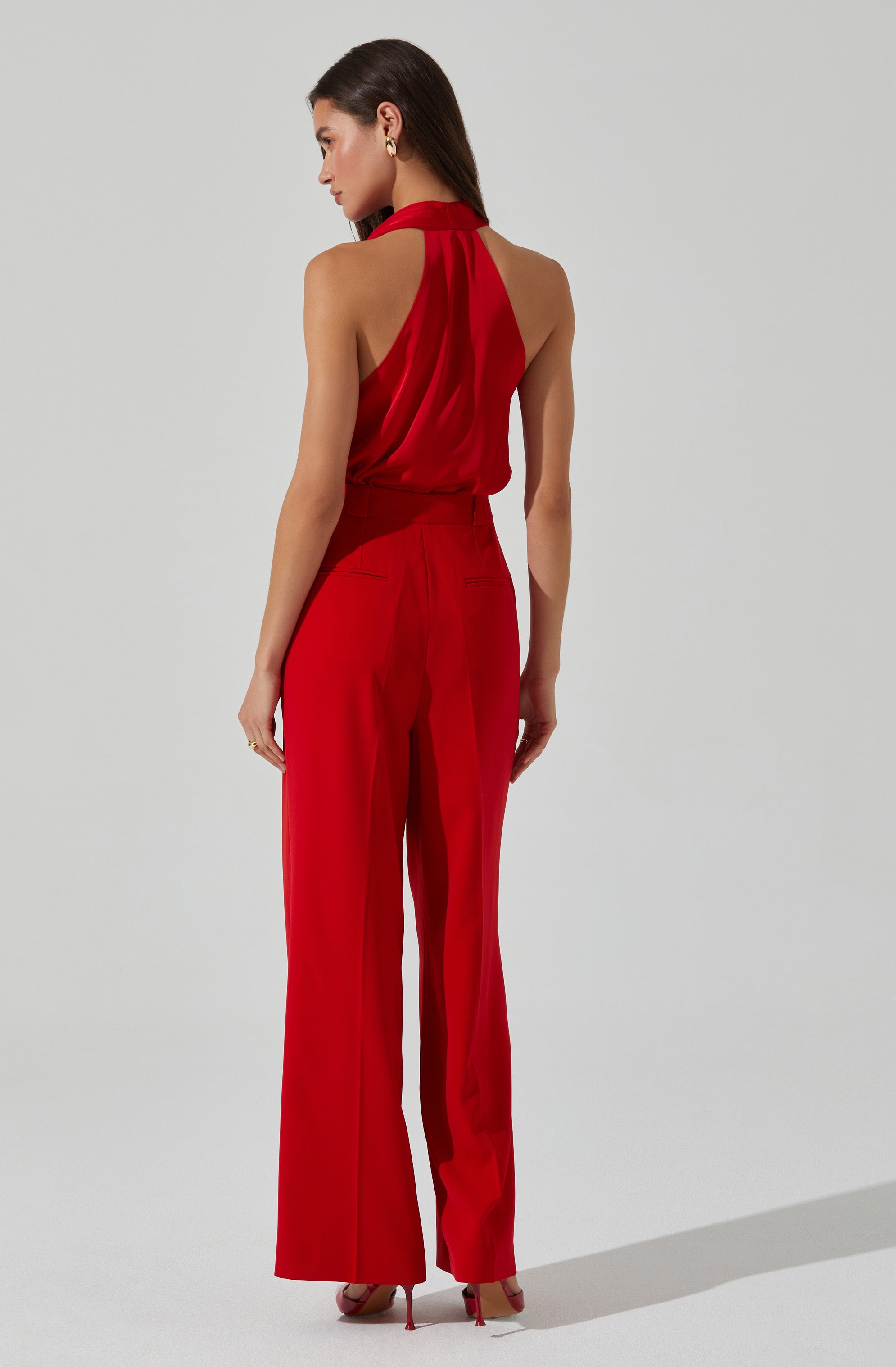 Iza Satin High Neck Top-Aljck