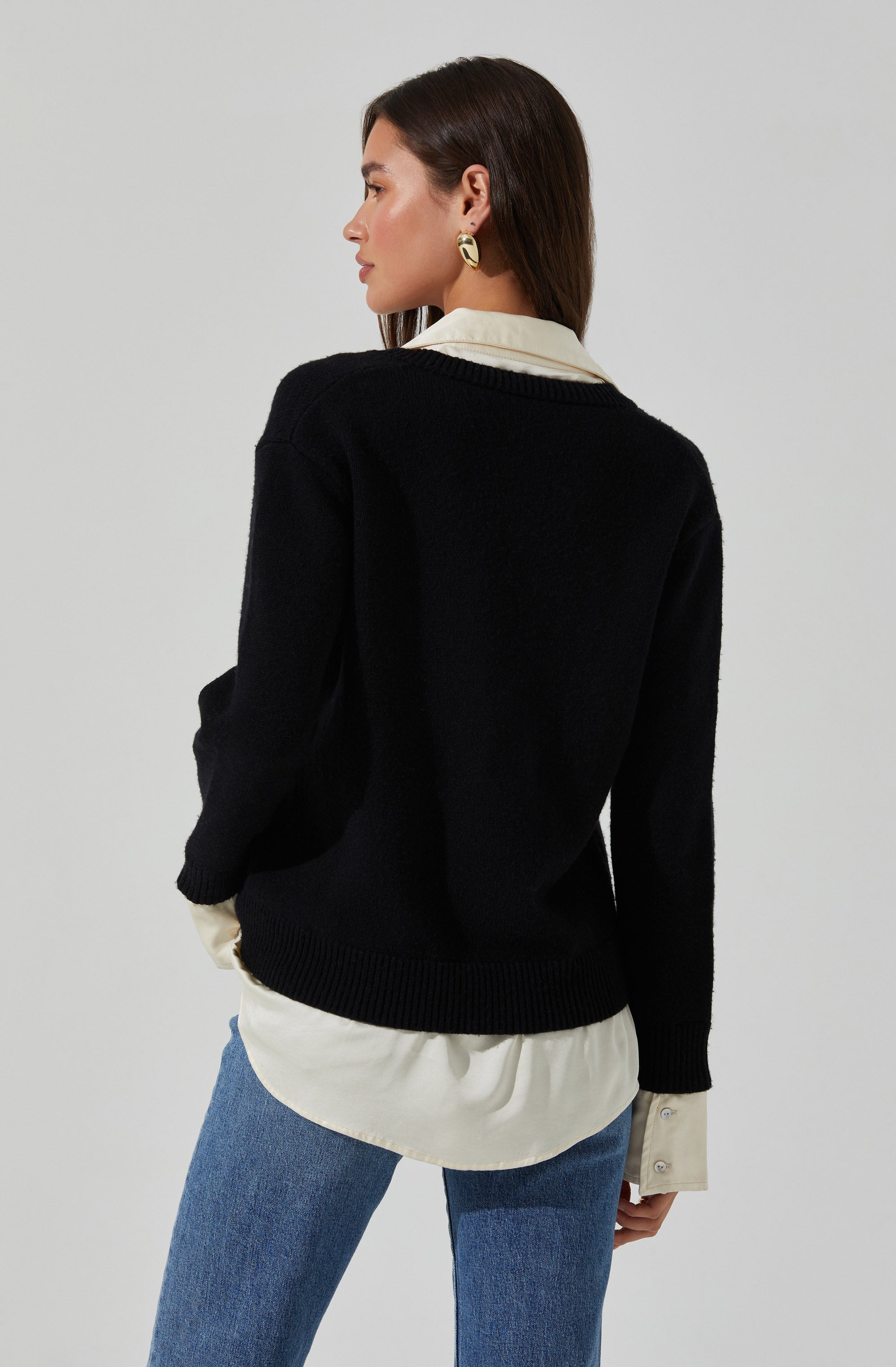 Jianna Mixed Media Layered Sweater-Aljck