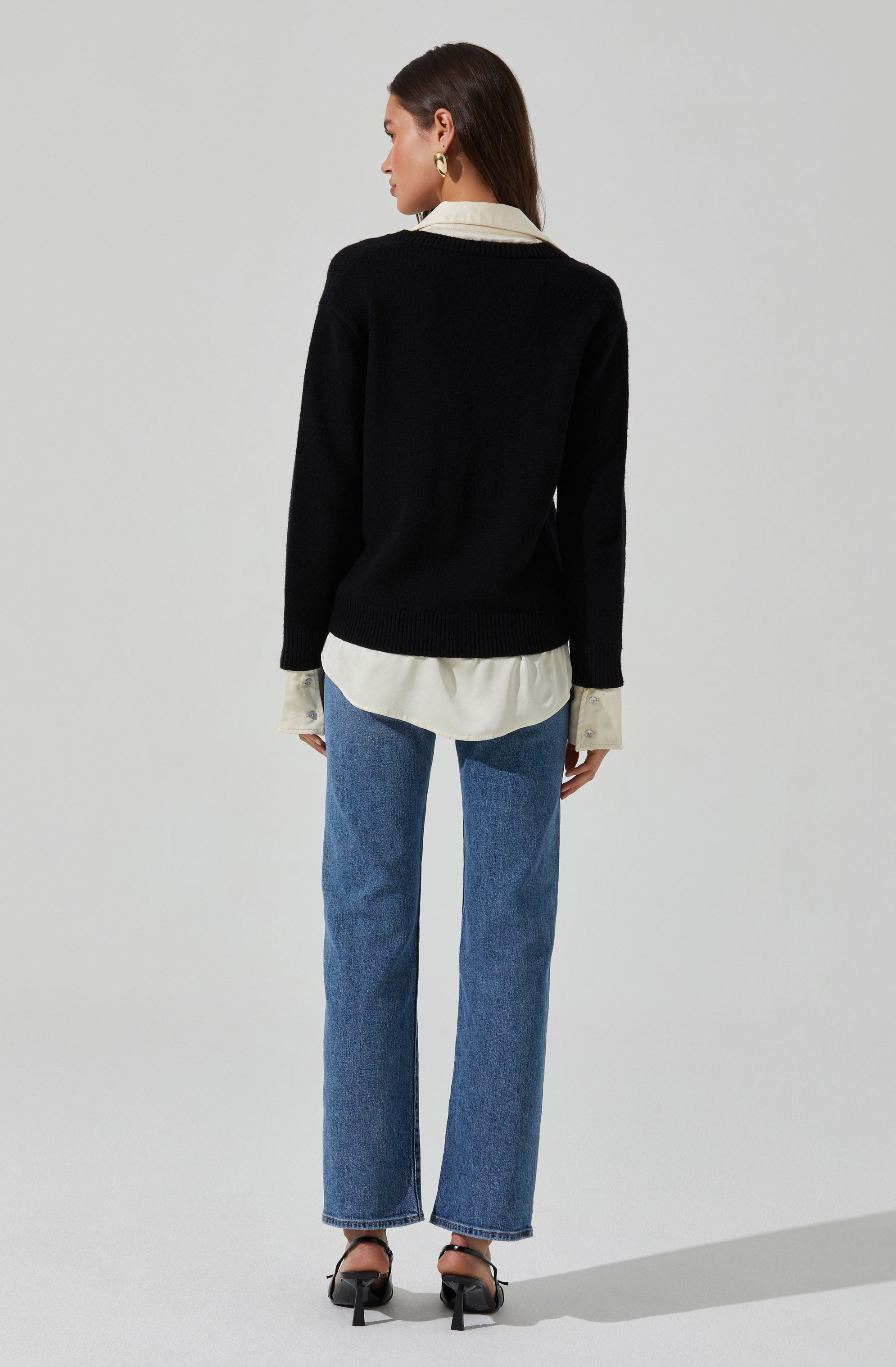 Jianna Mixed Media Layered Sweater-Aljck