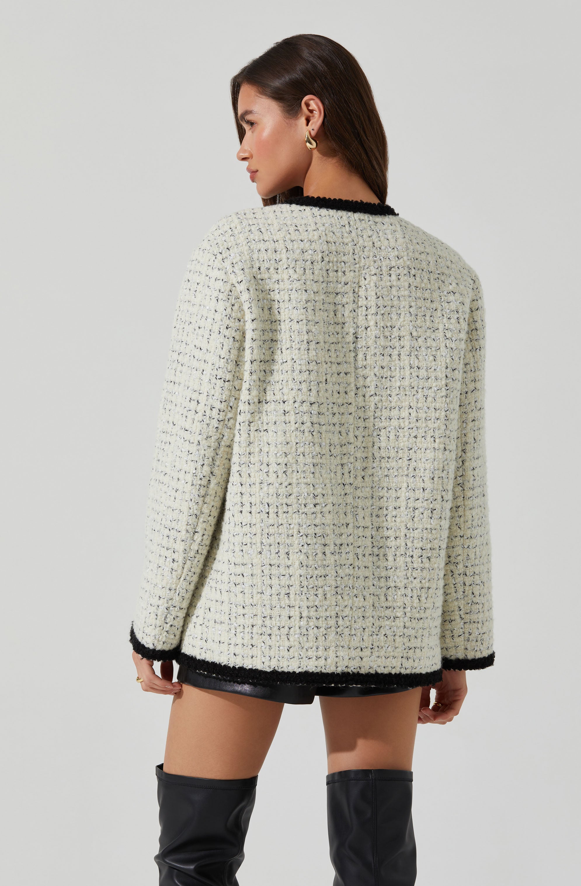 Editha Contrast Tweed Coat-Aljck