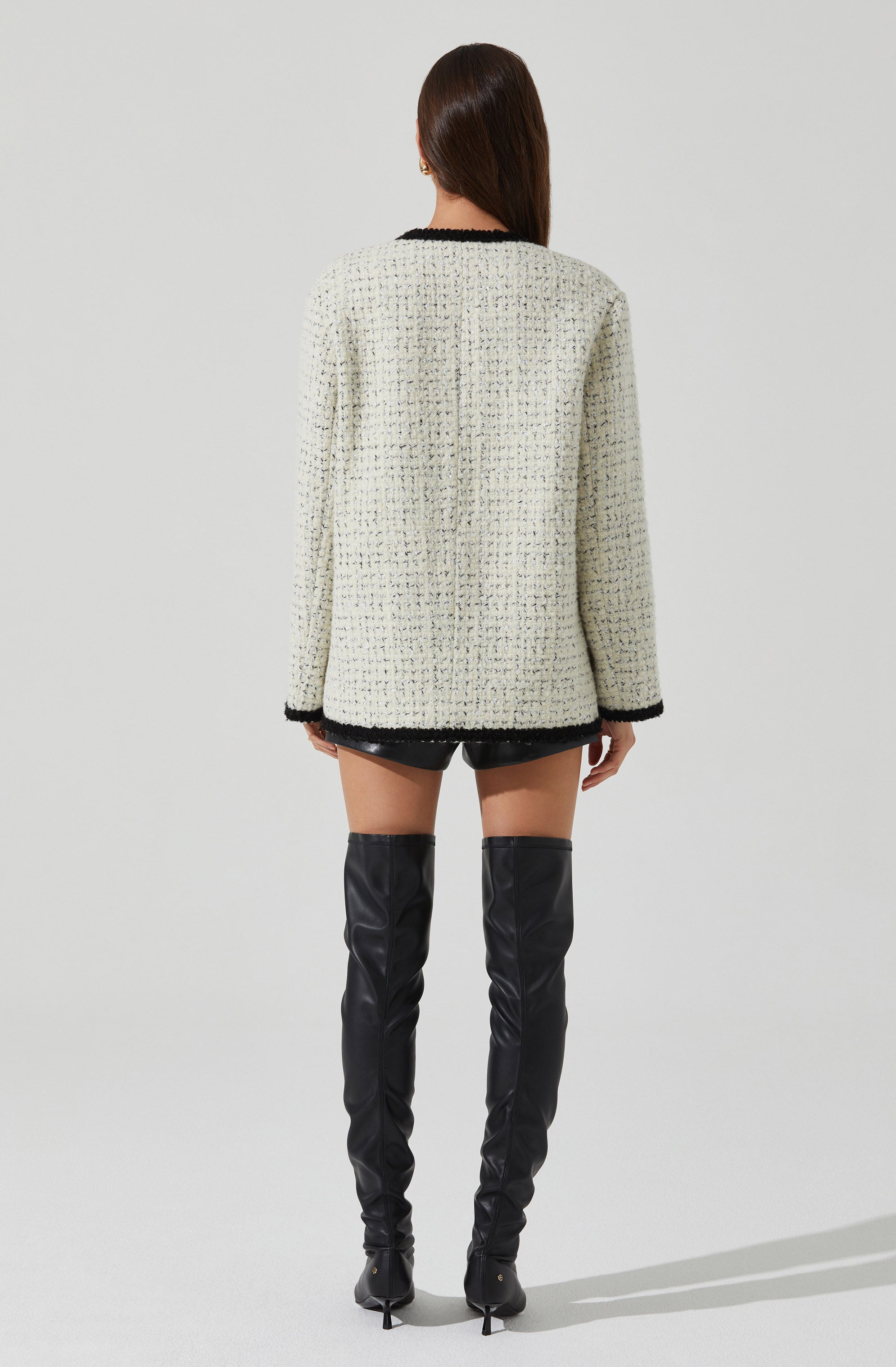 Editha Contrast Tweed Coat-Aljck
