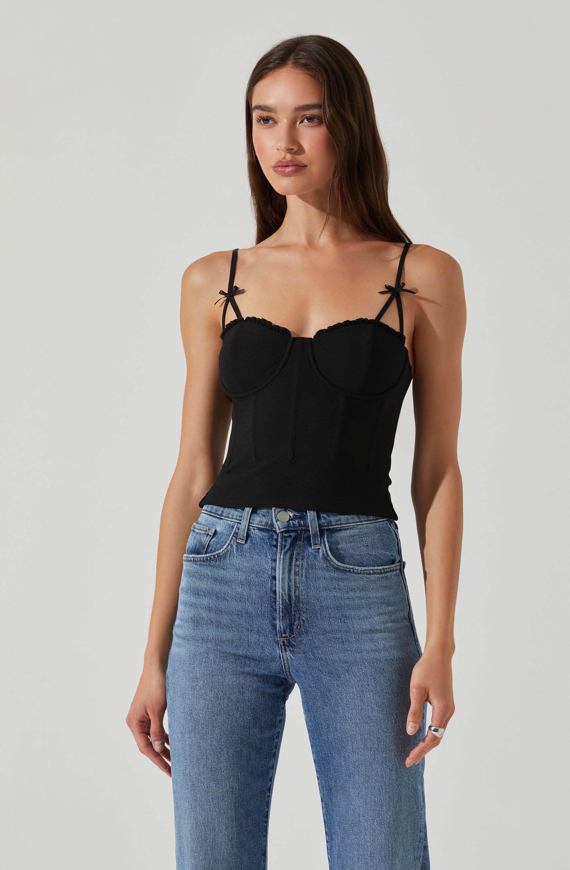 Adana Bow Detail Bustier Top-Aljck