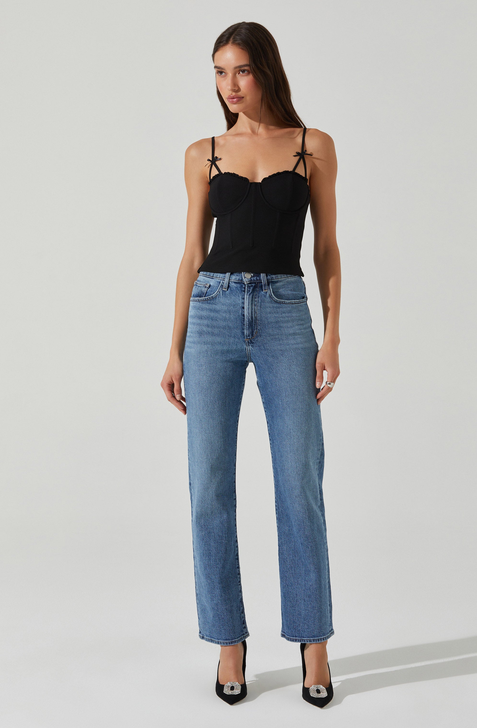 Adana Bow Detail Bustier Top-Aljck