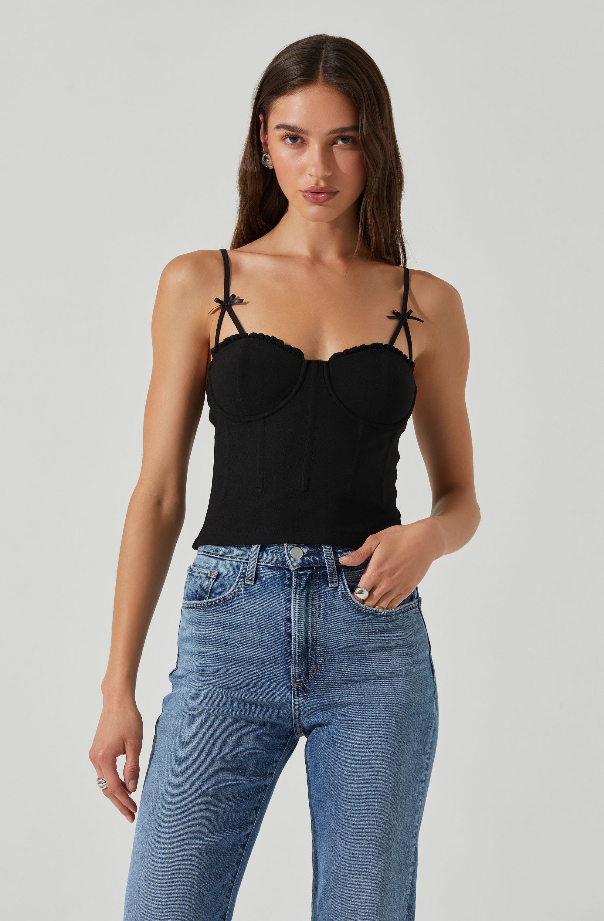 Adana Bow Detail Bustier Top-Aljck