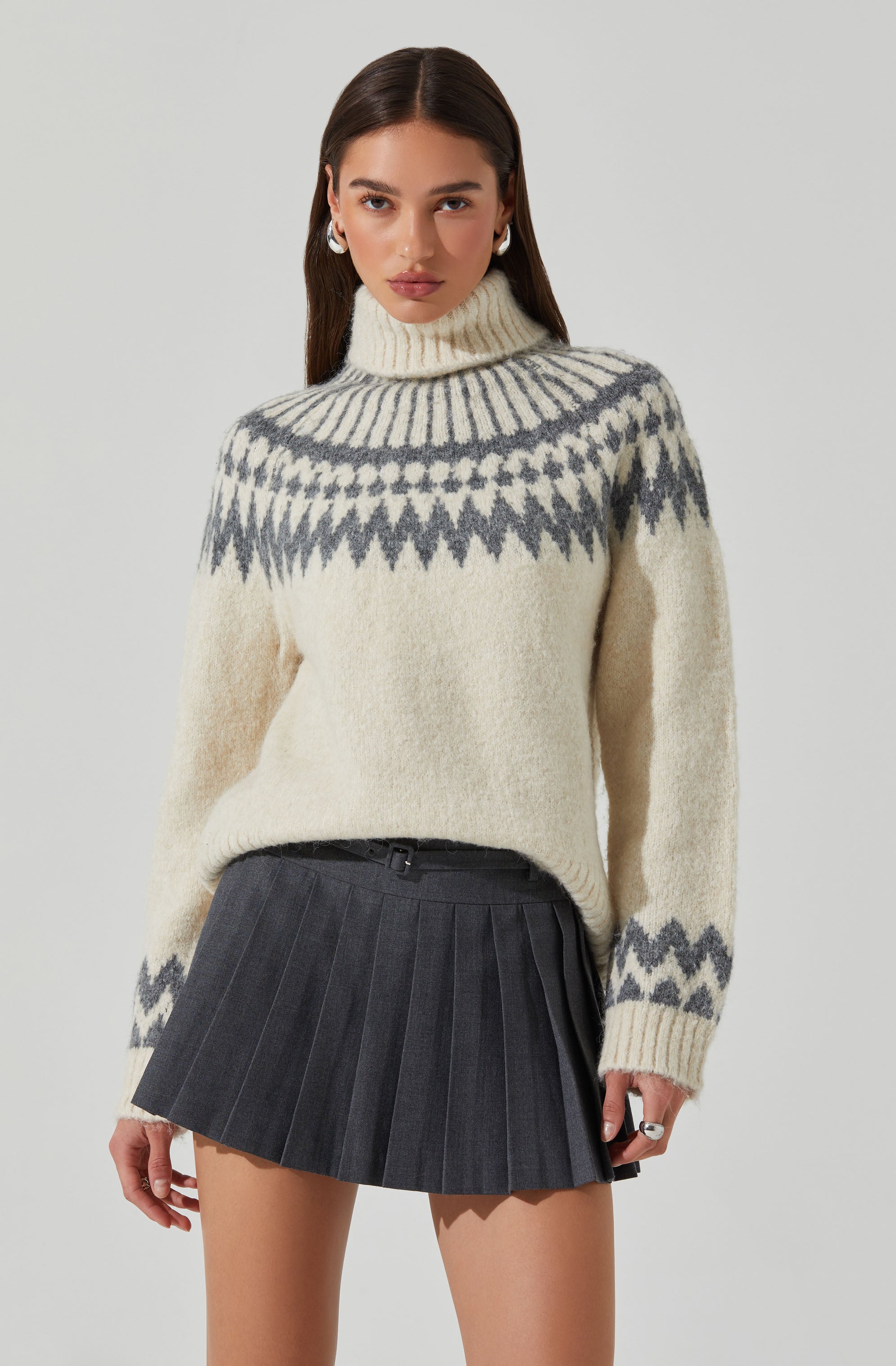 Leka Fair Isle Turtleneck Sweater-Aljck