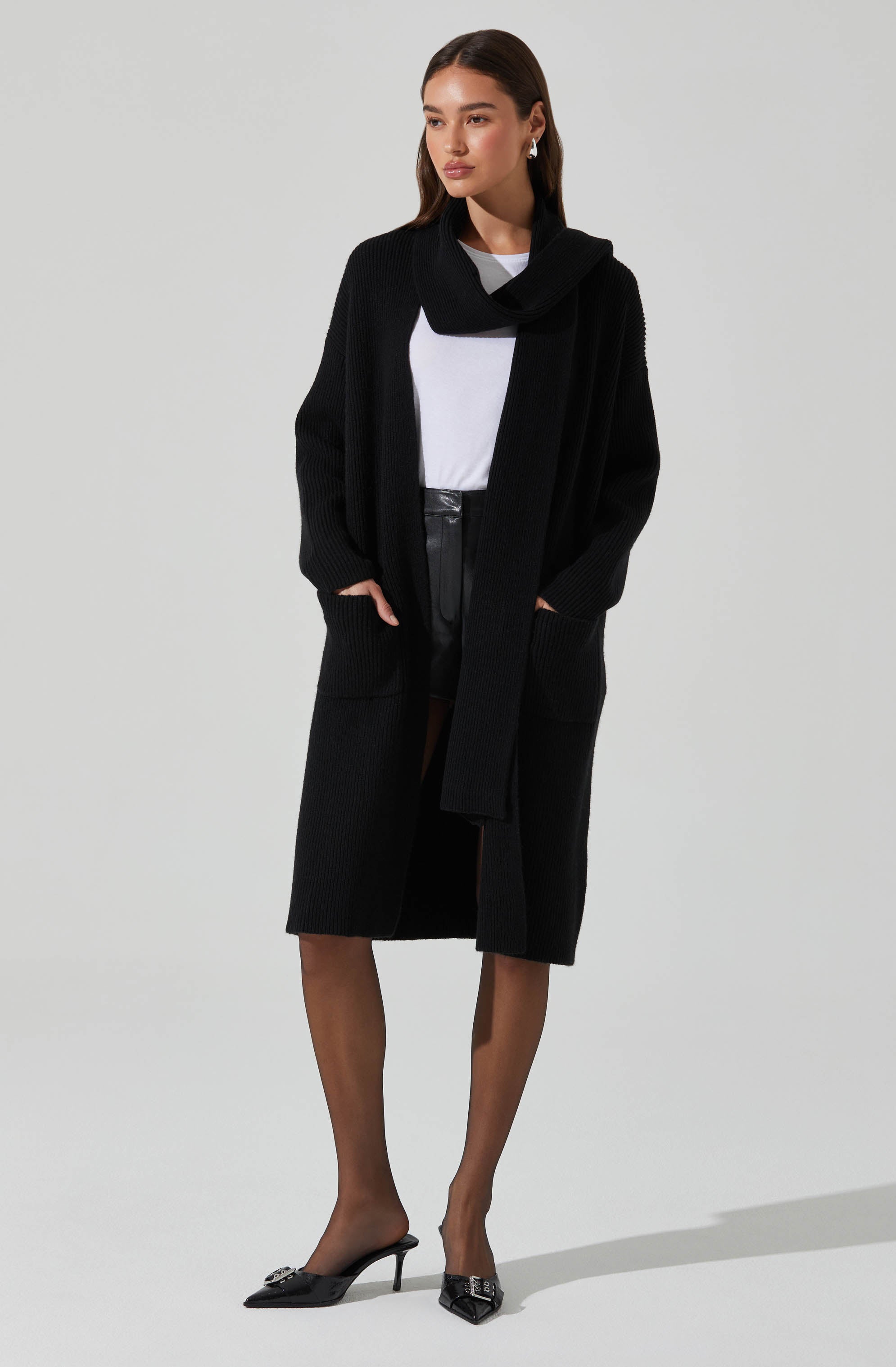 Noemi Ribbed Scarf Cardigan-Aljck