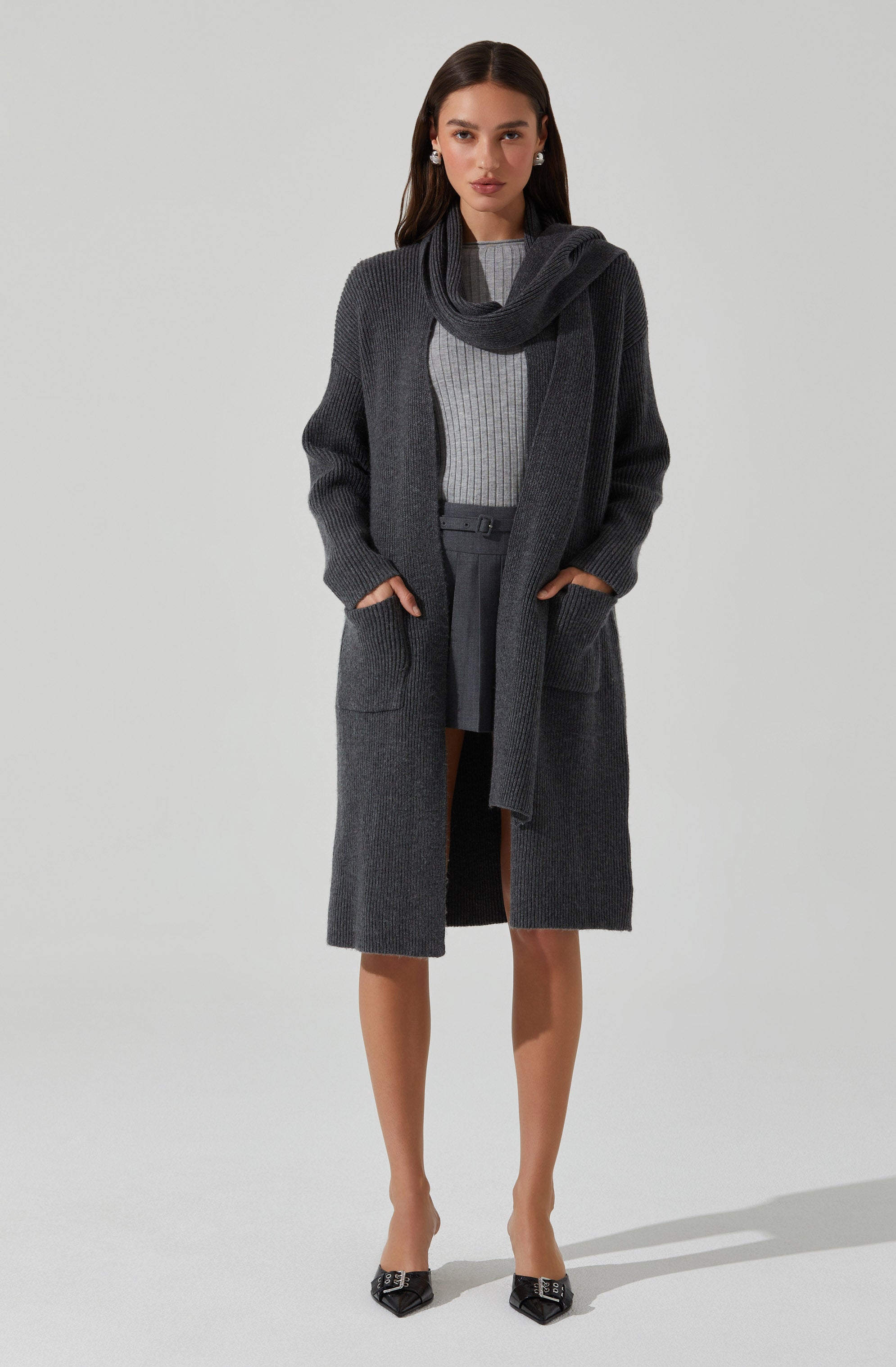Noemi Ribbed Scarf Cardigan-Aljck