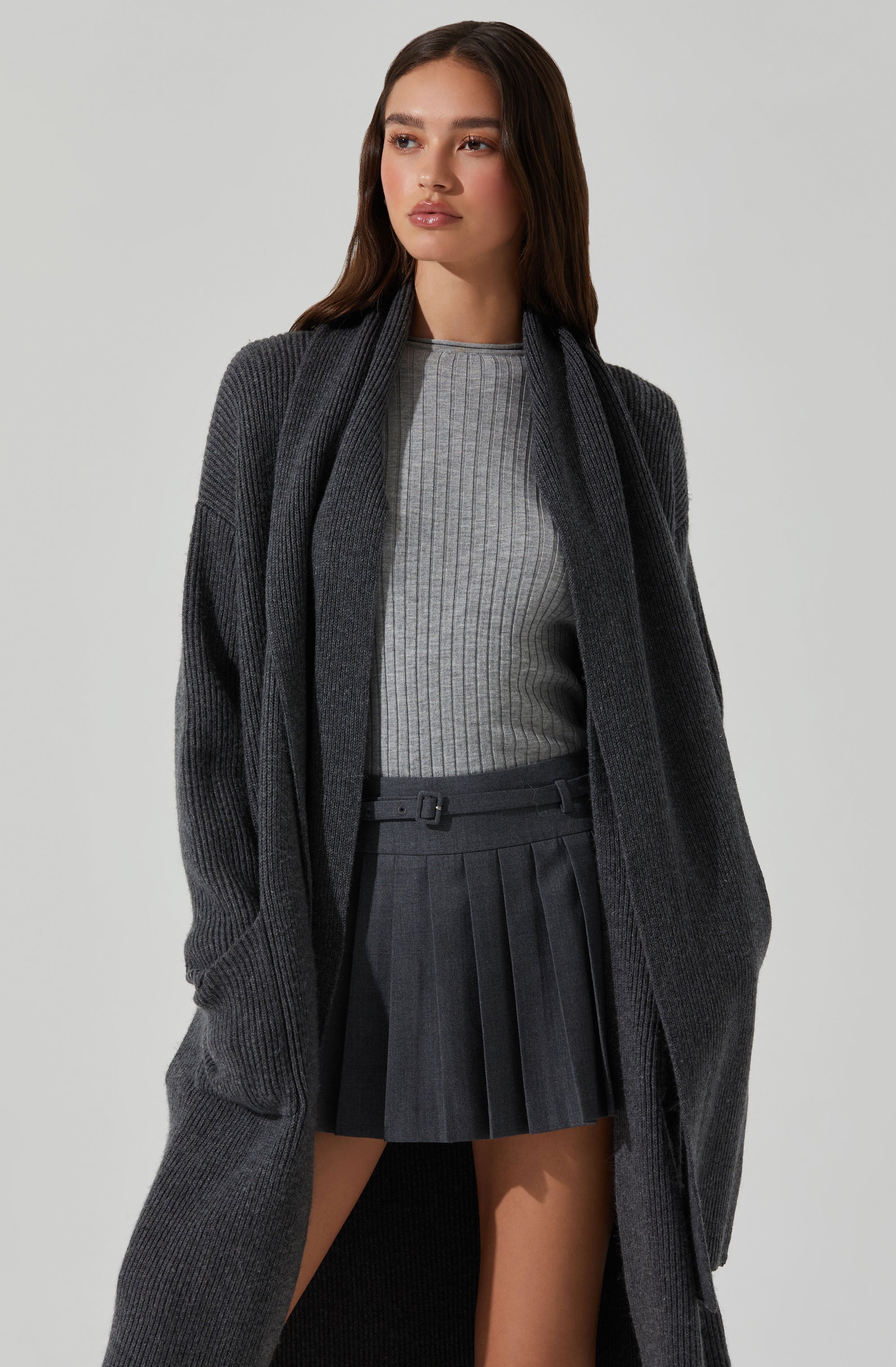 Noemi Ribbed Scarf Cardigan-Aljck