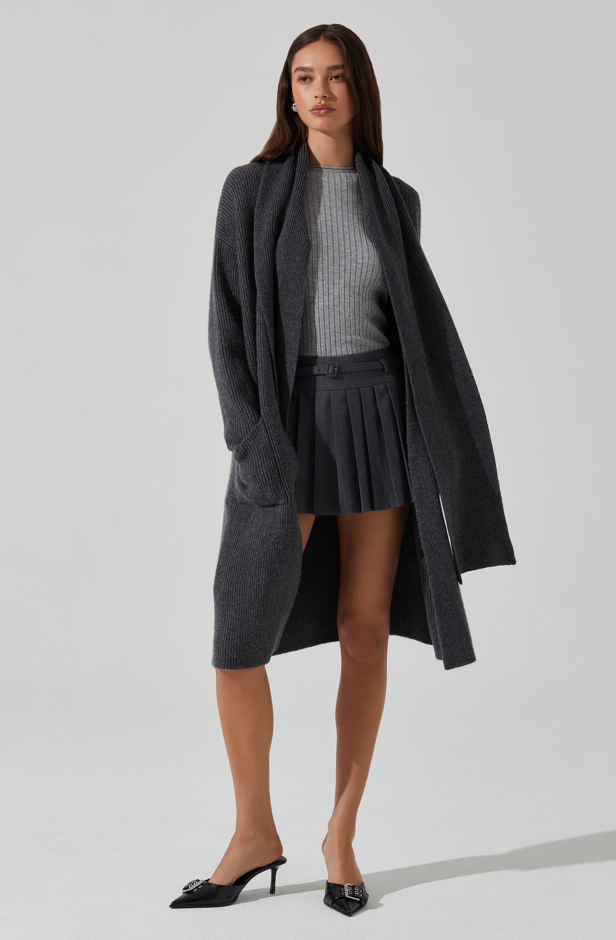 Noemi Ribbed Scarf Cardigan-Aljck