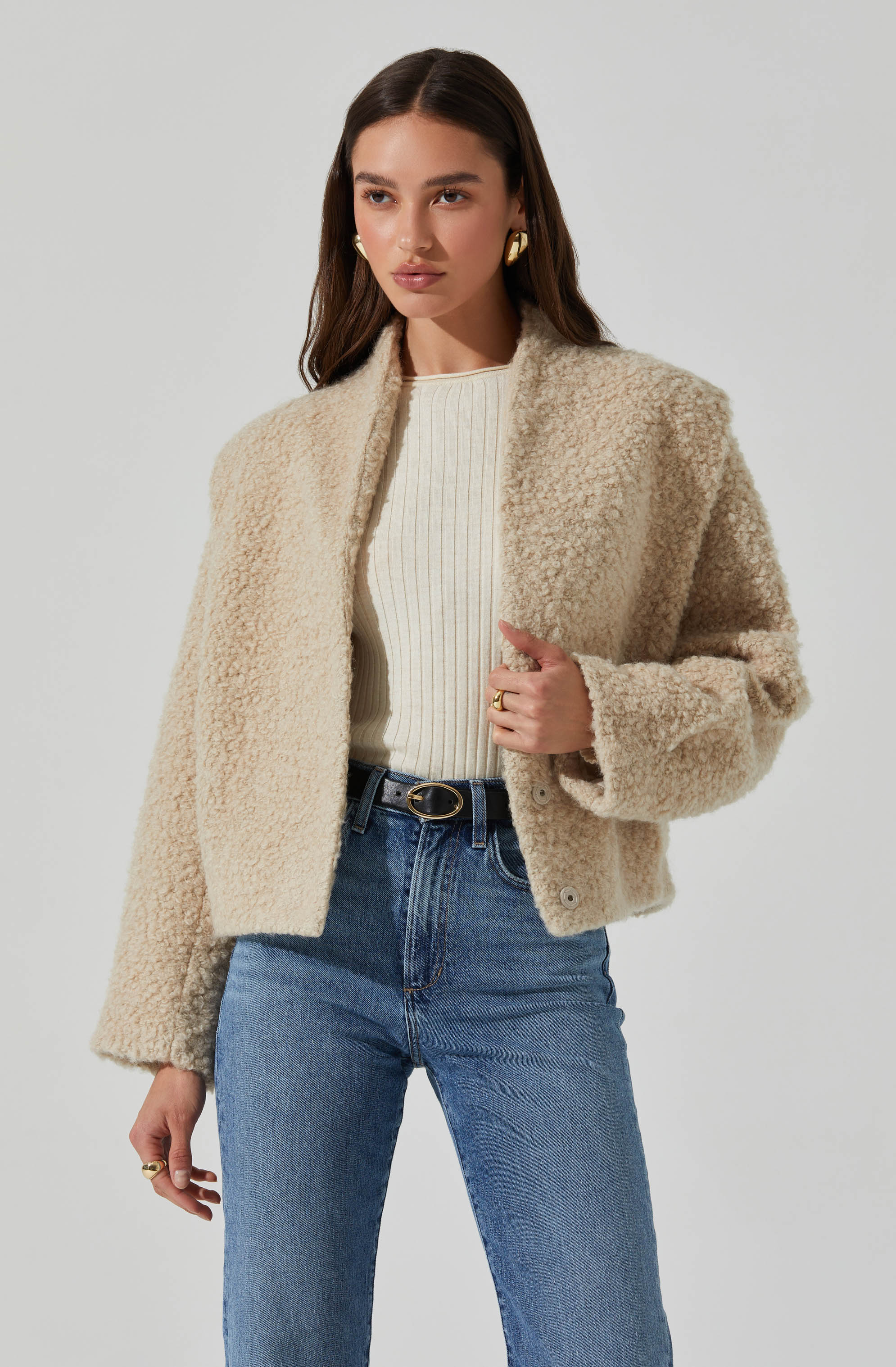 Nona Boxy Collarless Jacket-Aljck