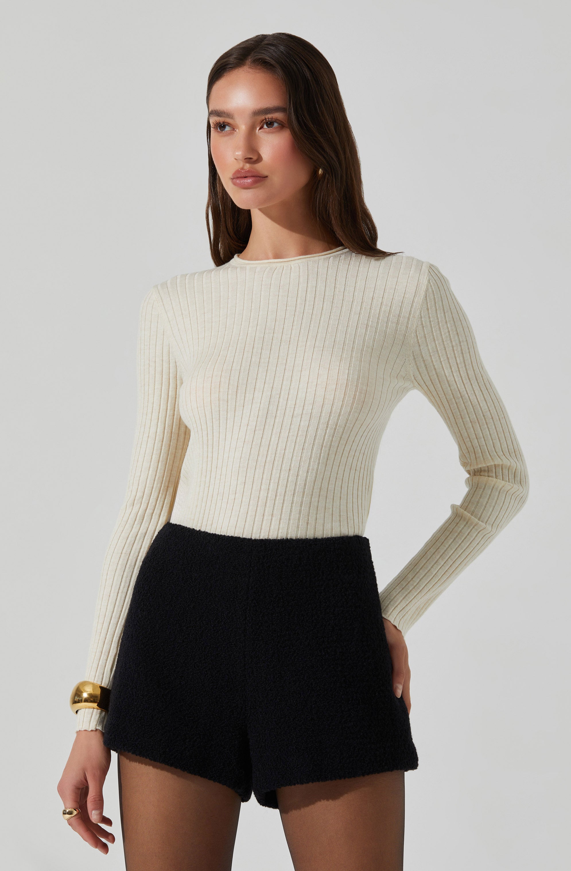 Reece Ribbed Long Sleeve Sweater-Aljck
