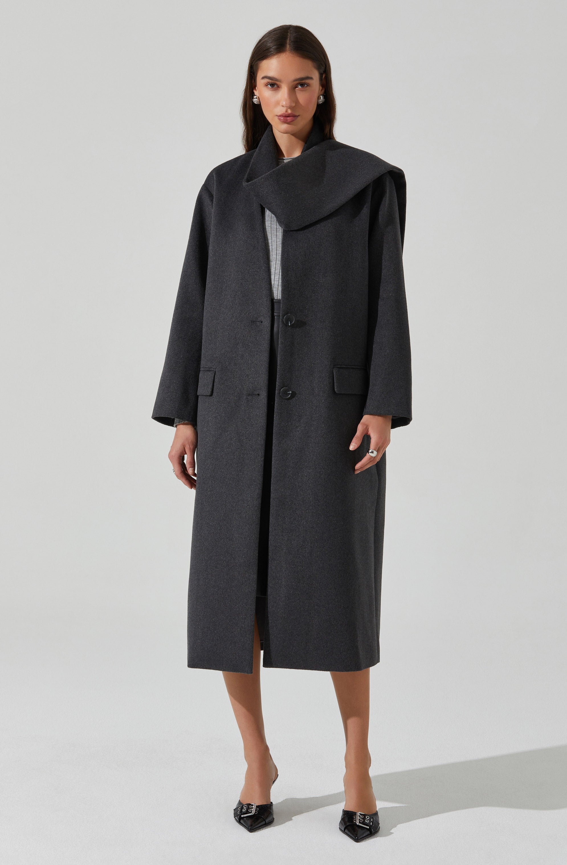 Londyn Scarf Longline Coat-Aljck
