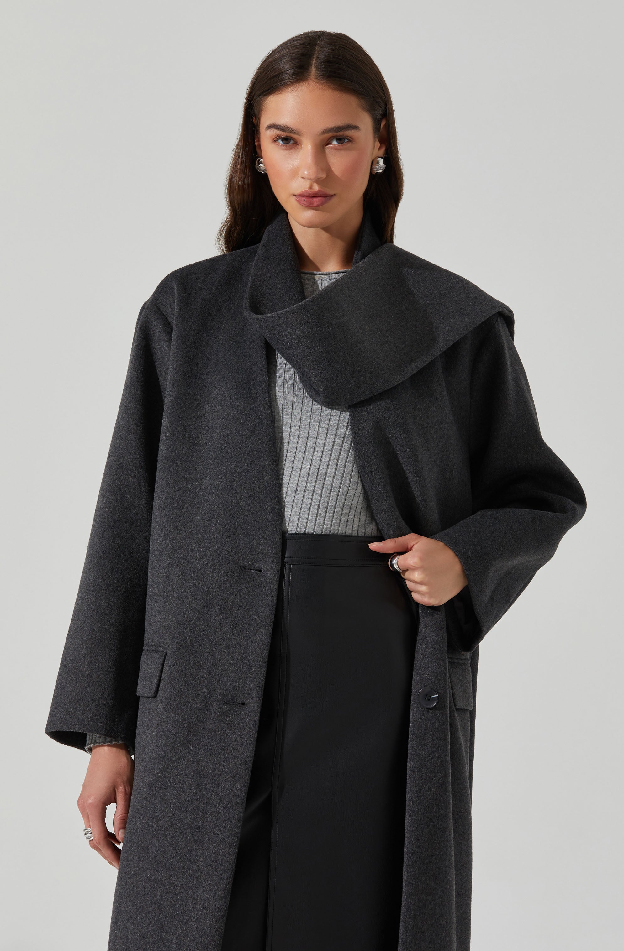 Londyn Scarf Longline Coat-Aljck