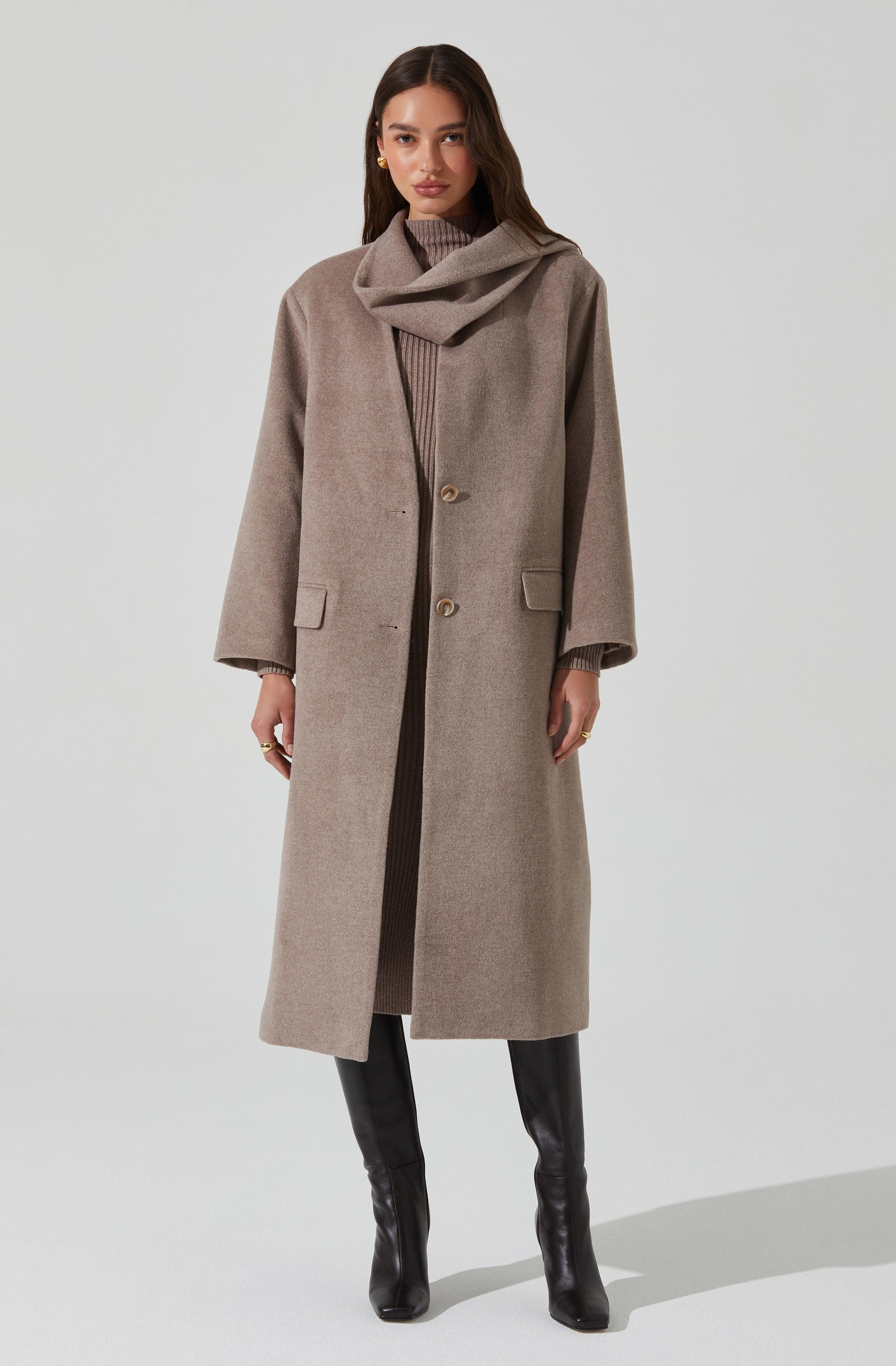 Londyn Scarf Longline Coat-Aljck