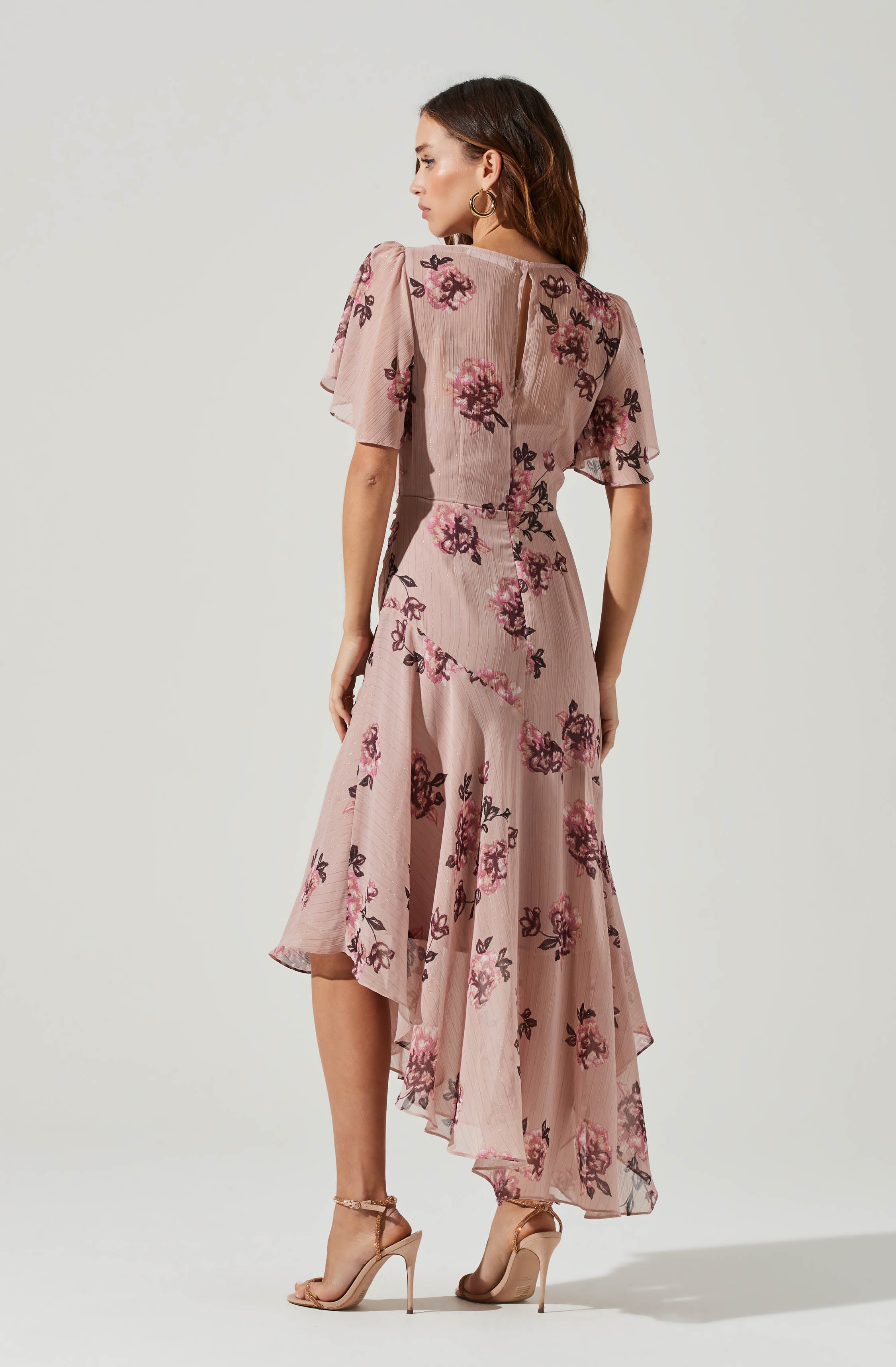 Flutter Sleeve Midi Dress-Aljck