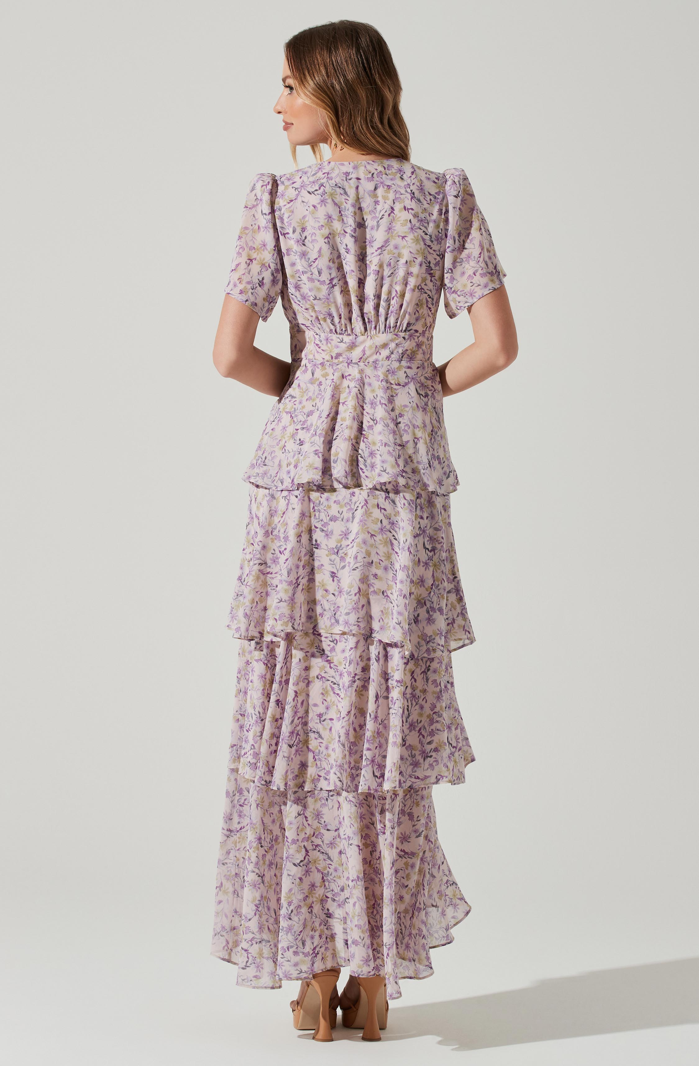 Tayla Floral Tiered Midi Dress-Aljck