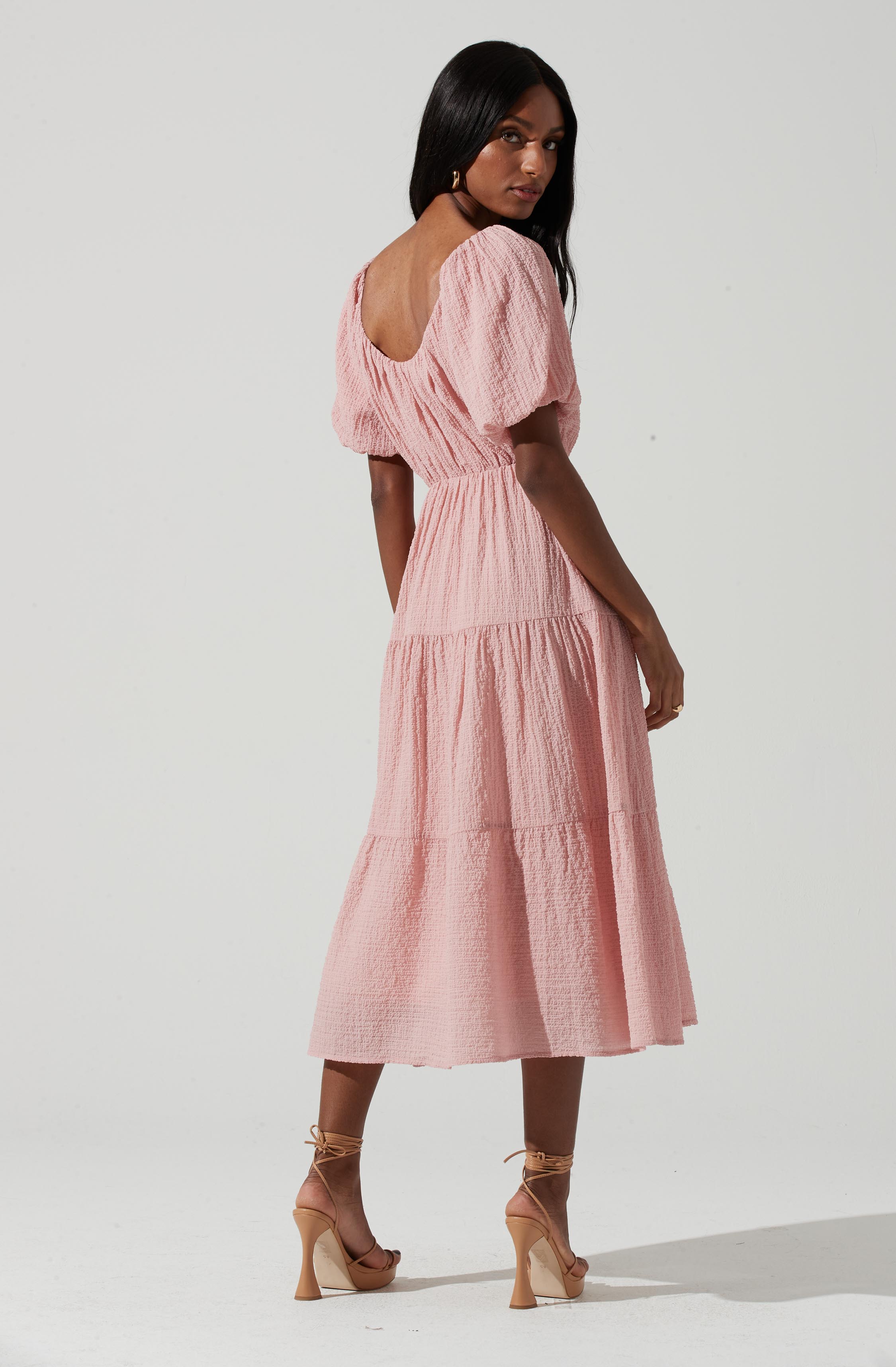 Smocked Tiered Maxi Dress-Aljck