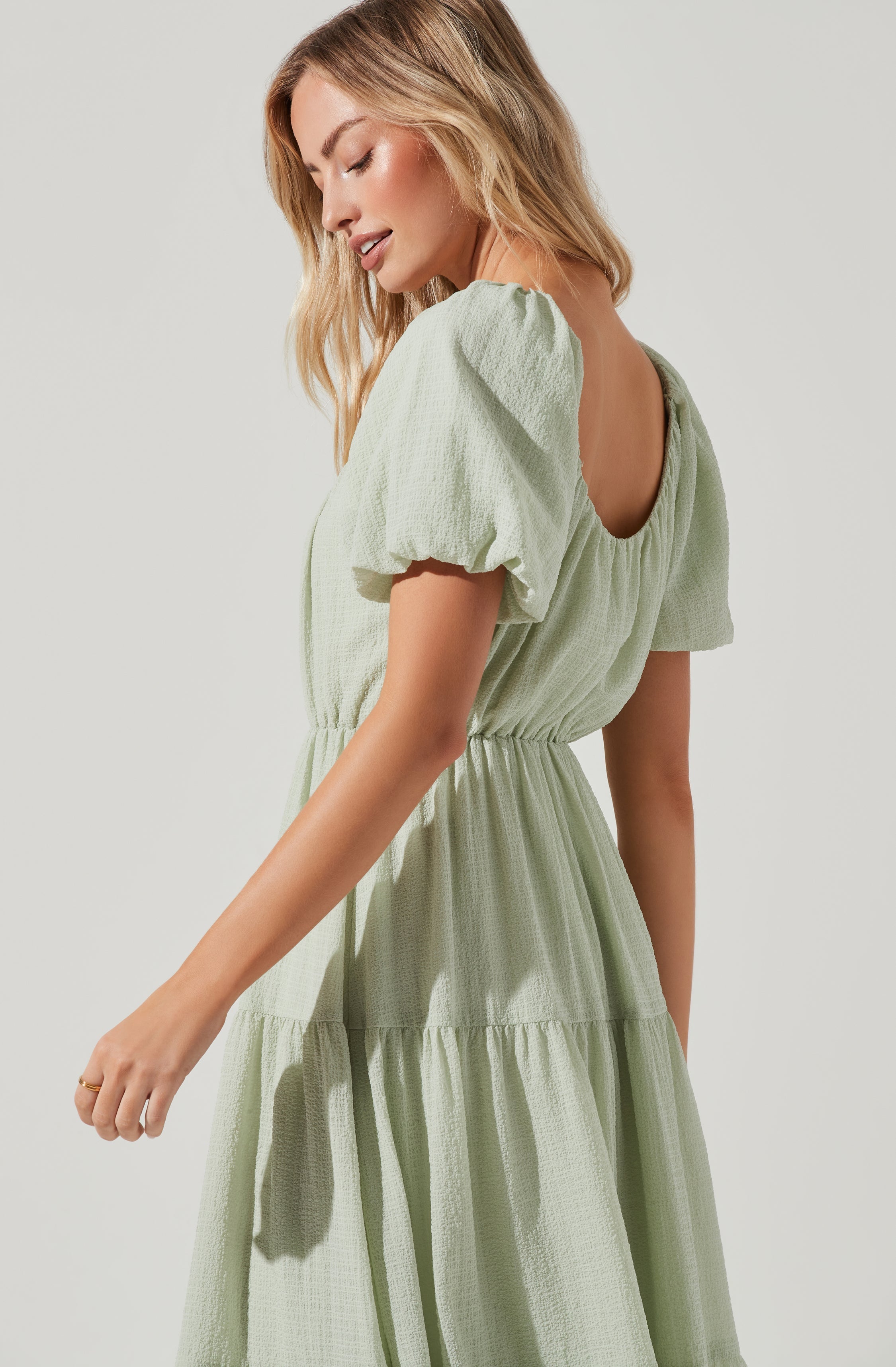 Smocked Tiered Maxi Dress-Aljck