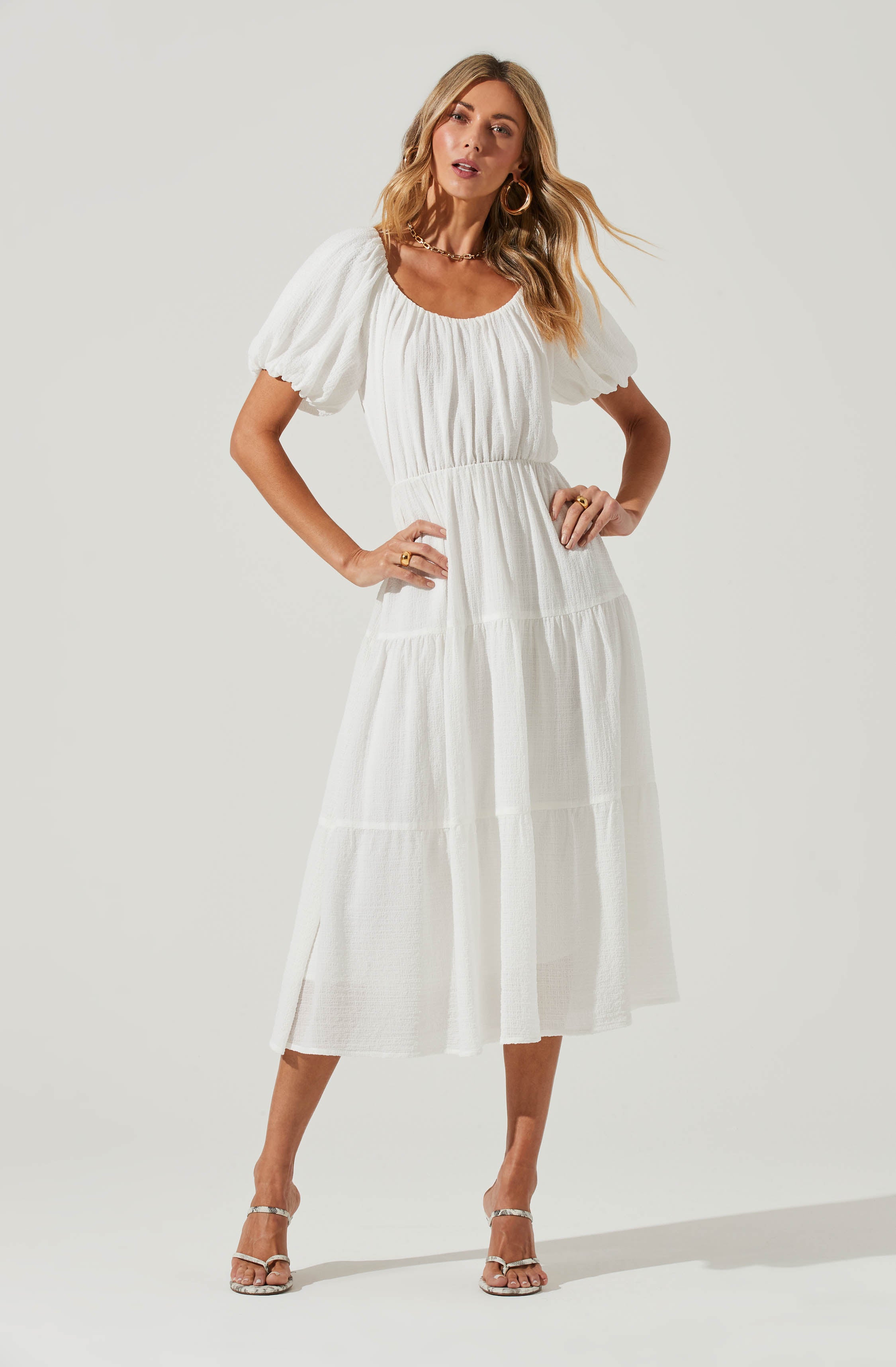 Smocked Tiered Maxi Dress-Aljck
