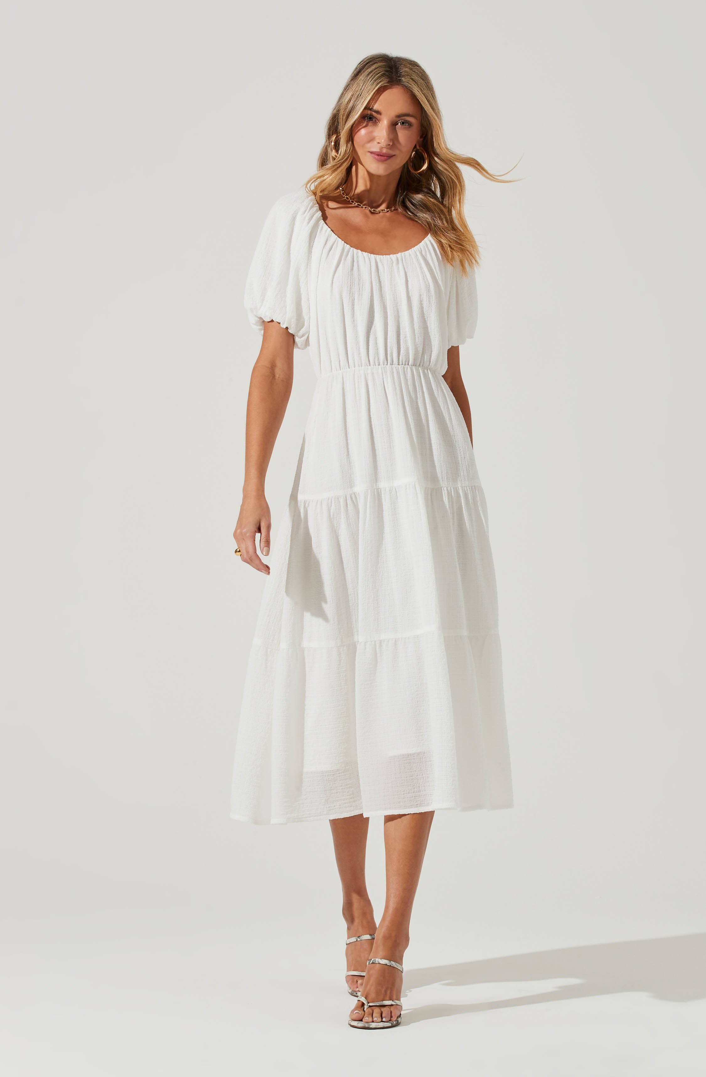 Smocked Tiered Maxi Dress-Aljck