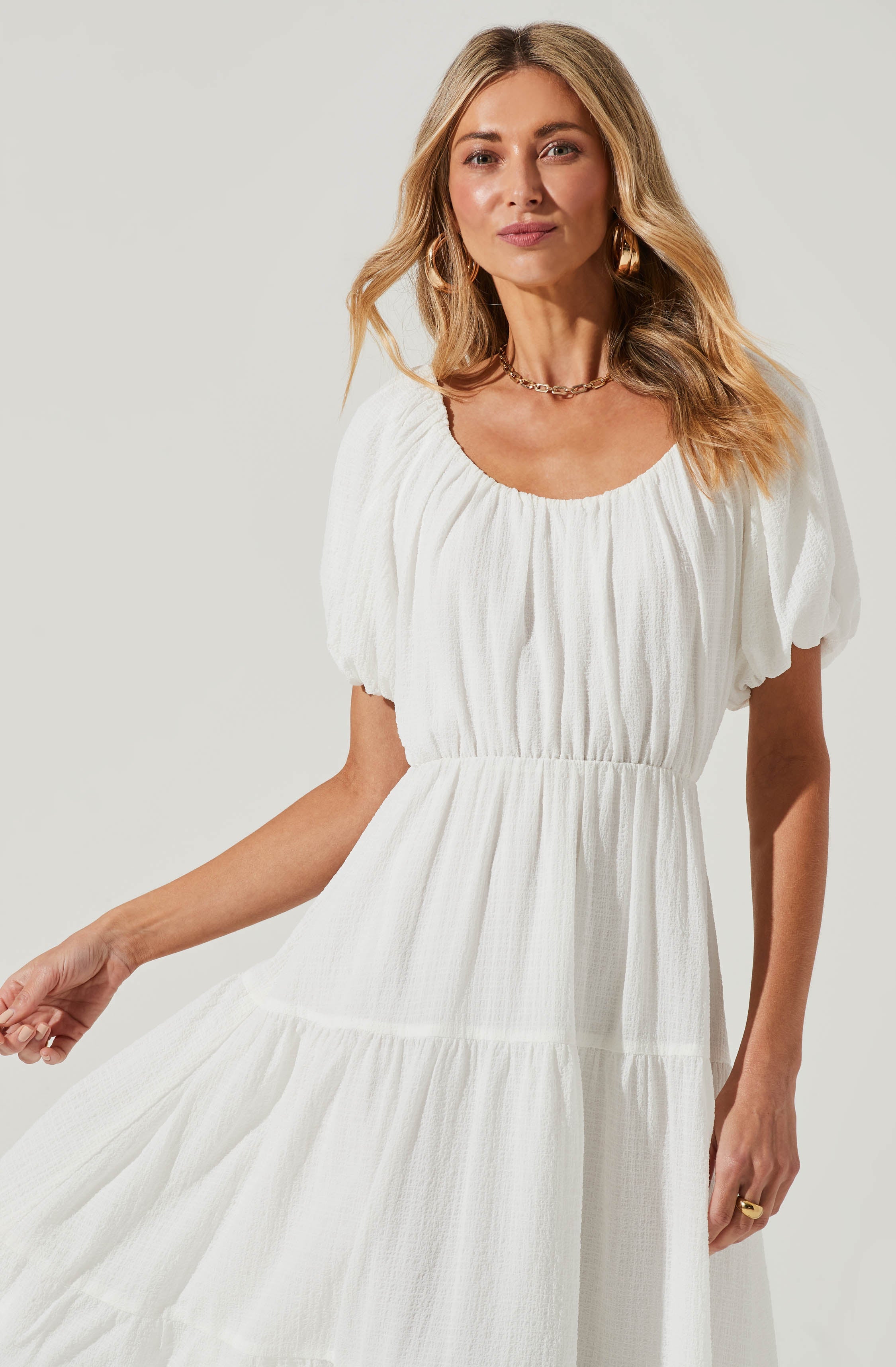 Smocked Tiered Maxi Dress-Aljck