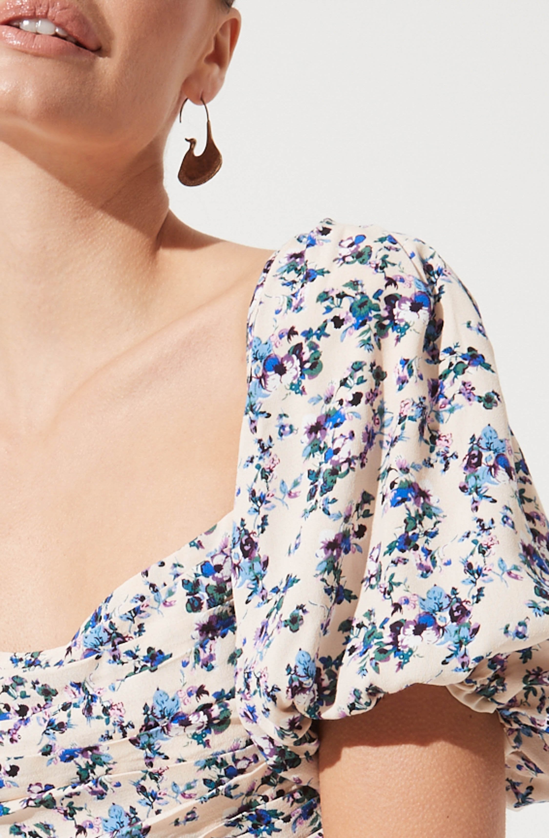 Square Neck Bubble Sleeve Dress-Aljck