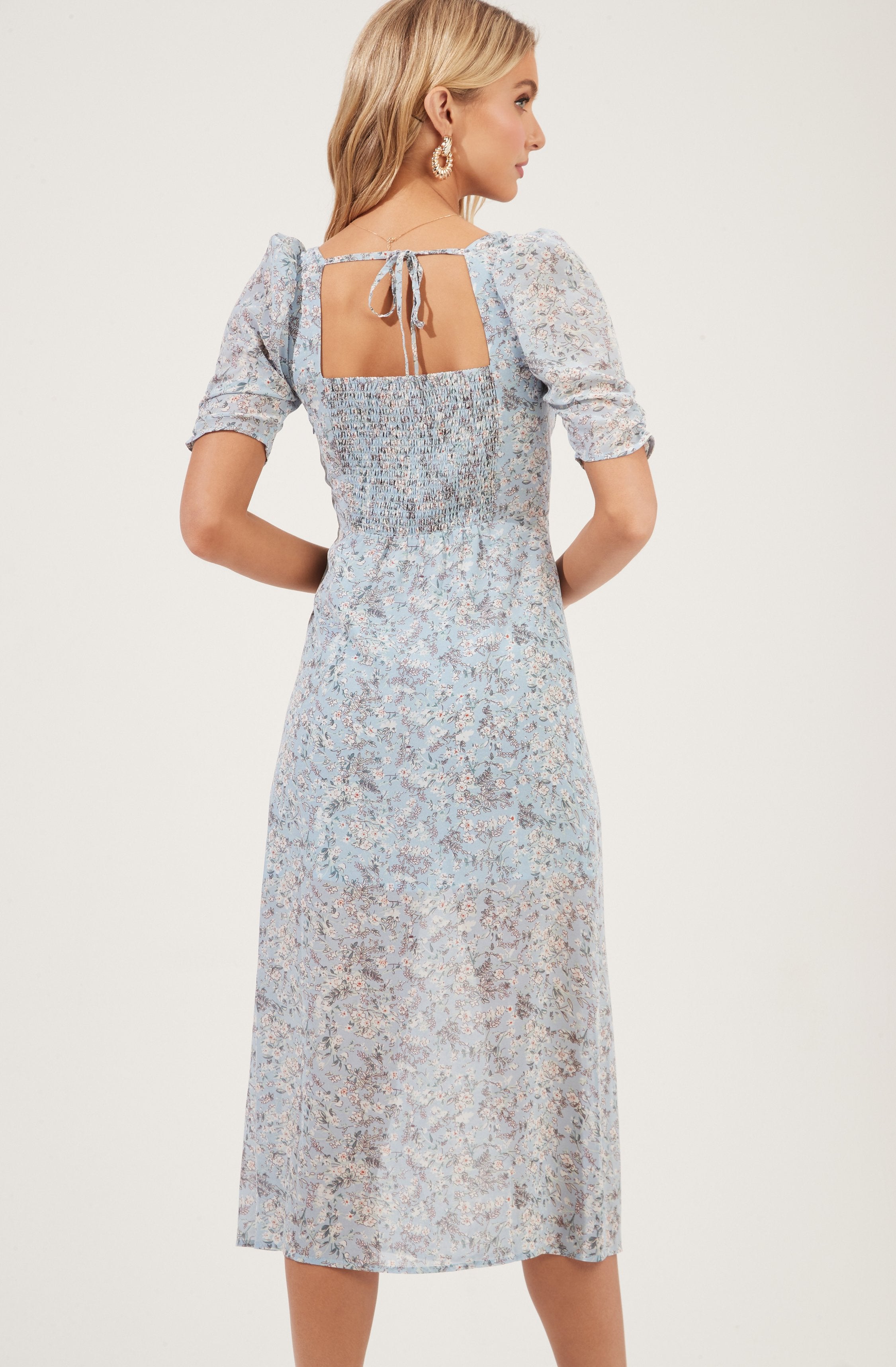 Front slit milkmaid dress-Aljck